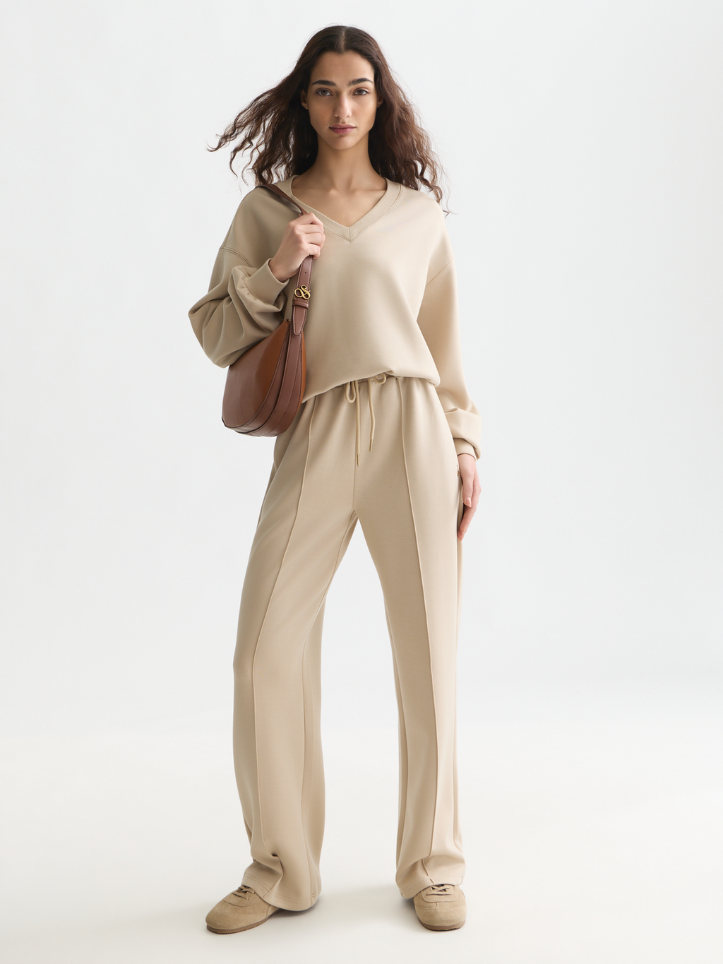 Modal V-neck sweatshirt