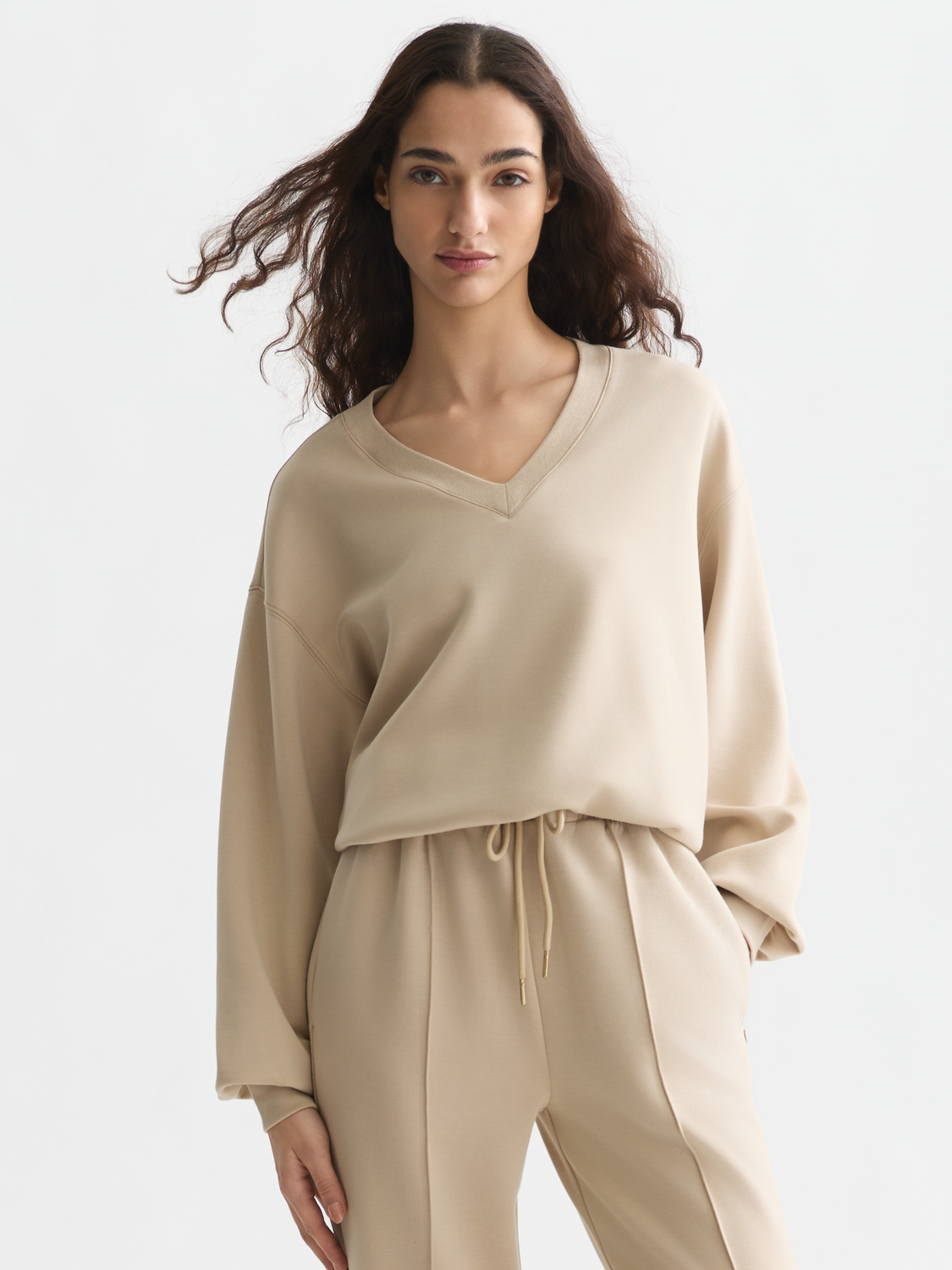 Modal V-neck sweatshirt