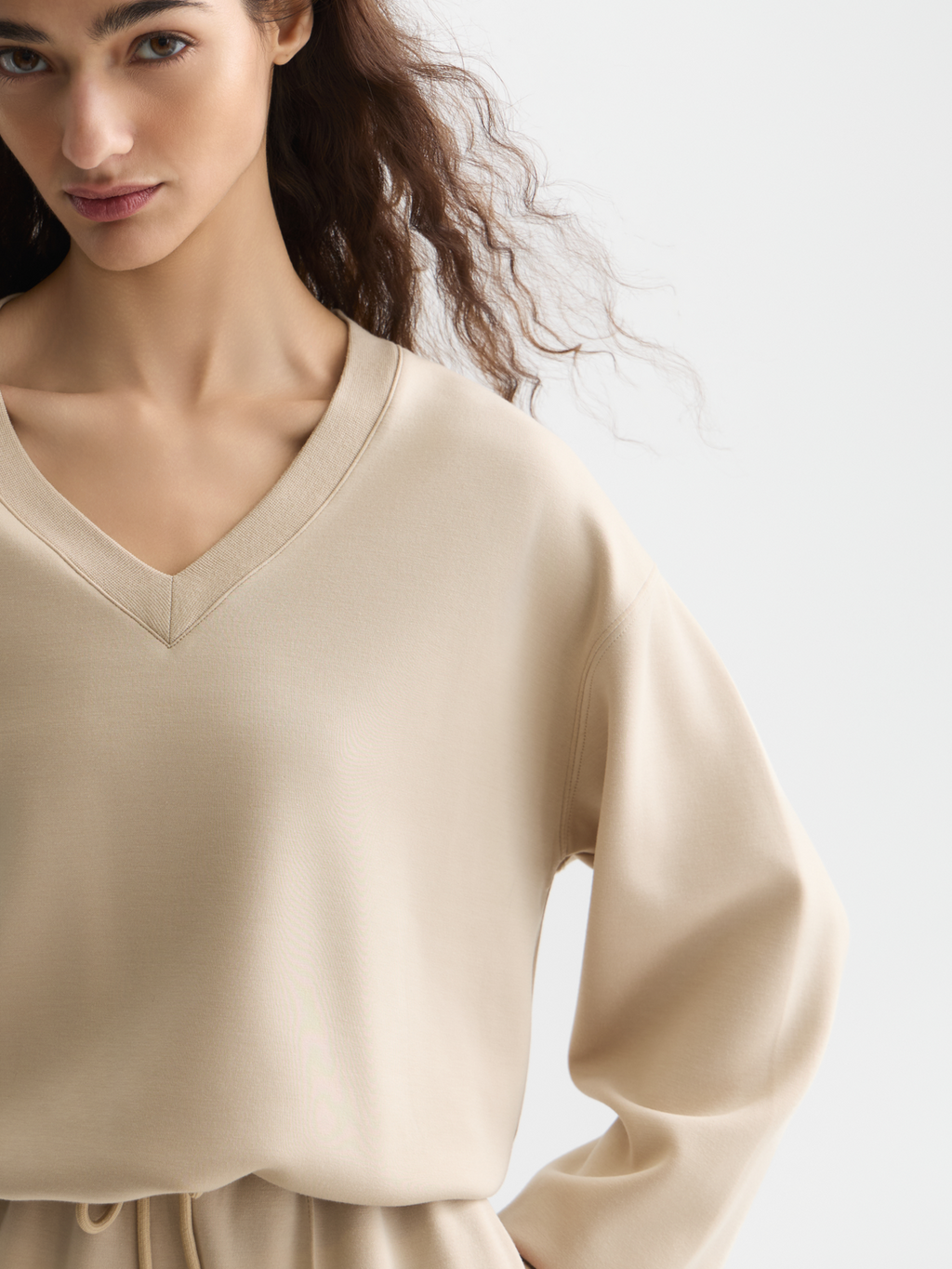 Modal V-neck sweatshirt