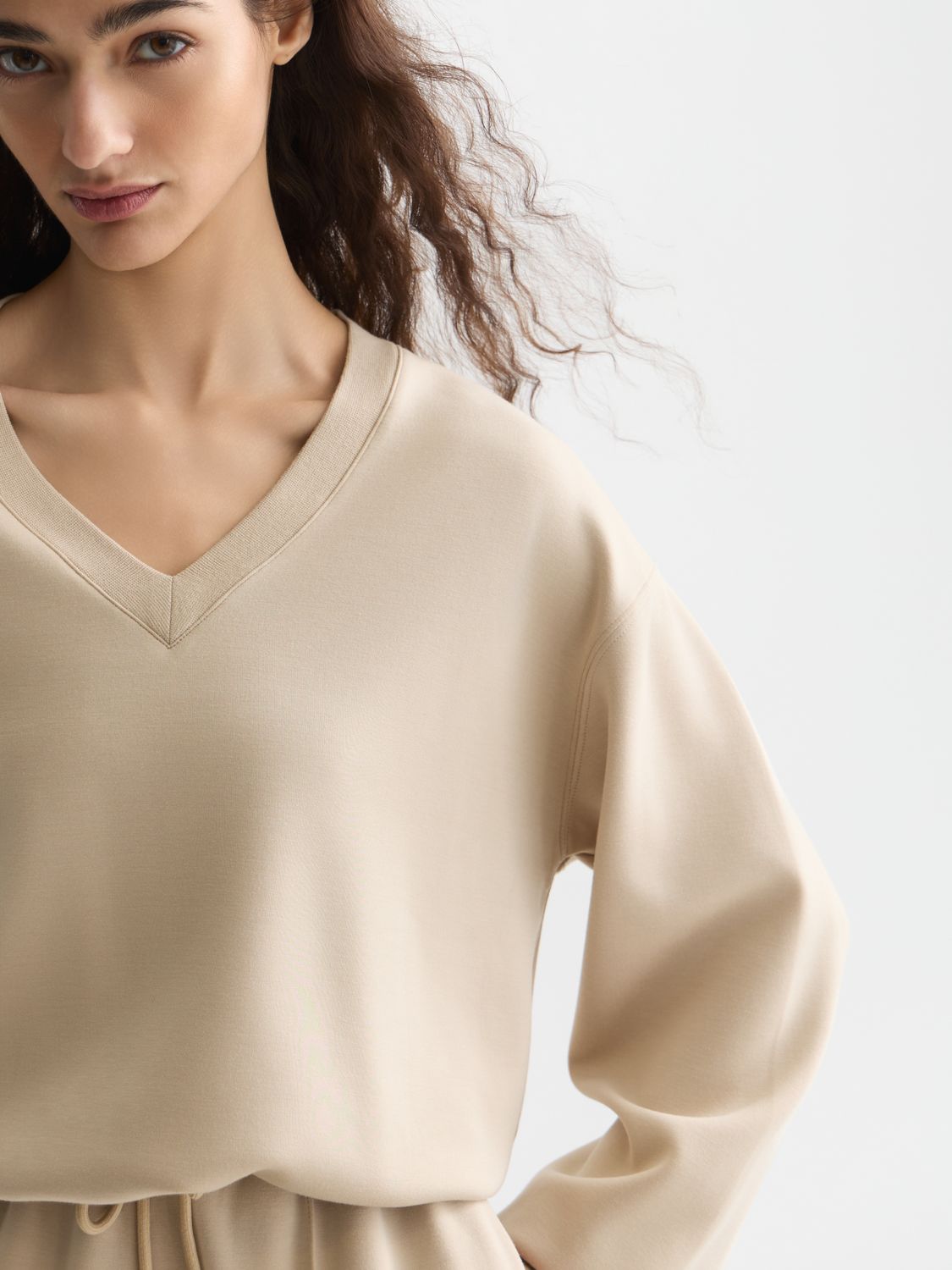 Modal V-neck sweatshirt