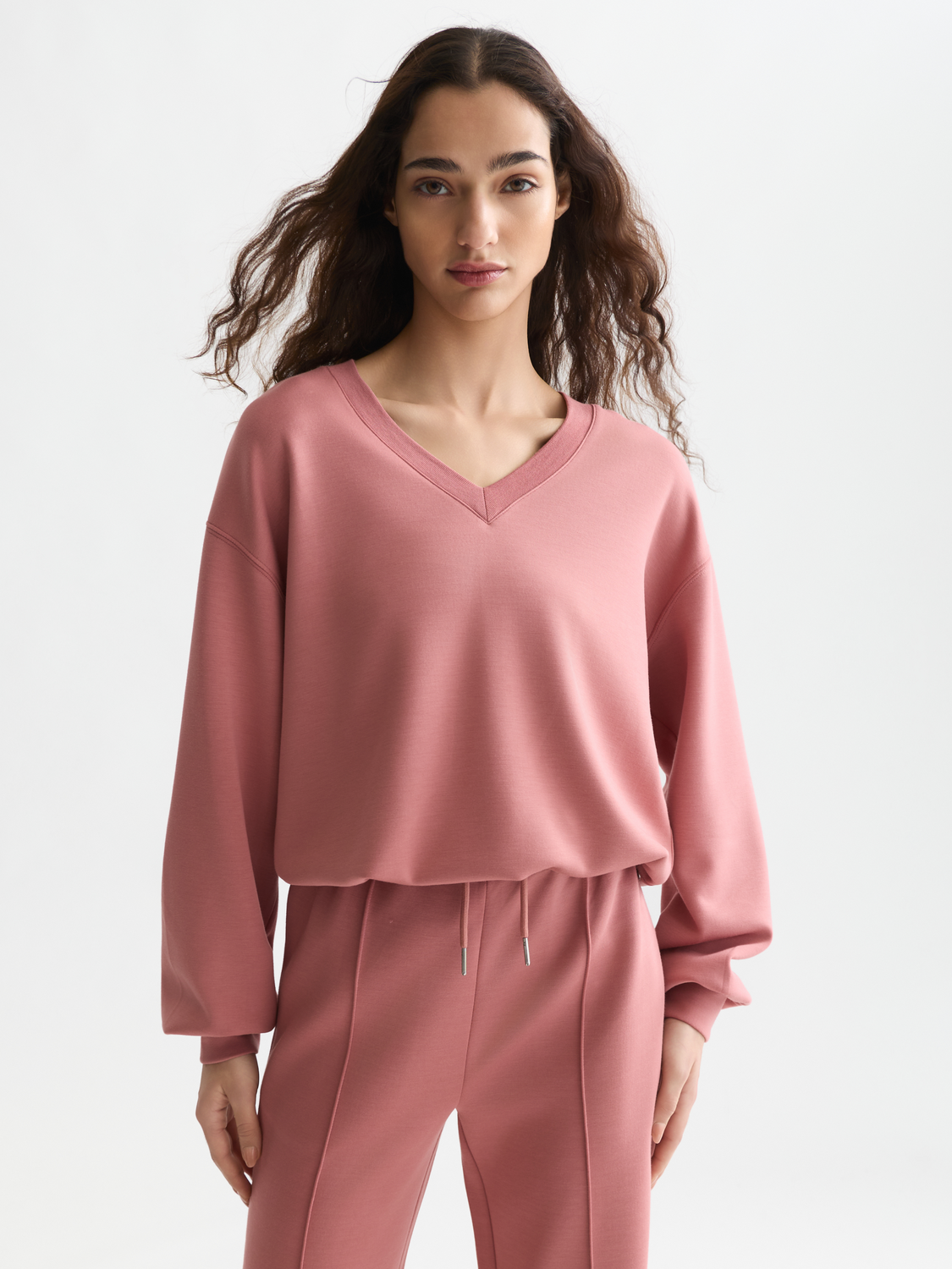 Modal V-neck sweatshirt