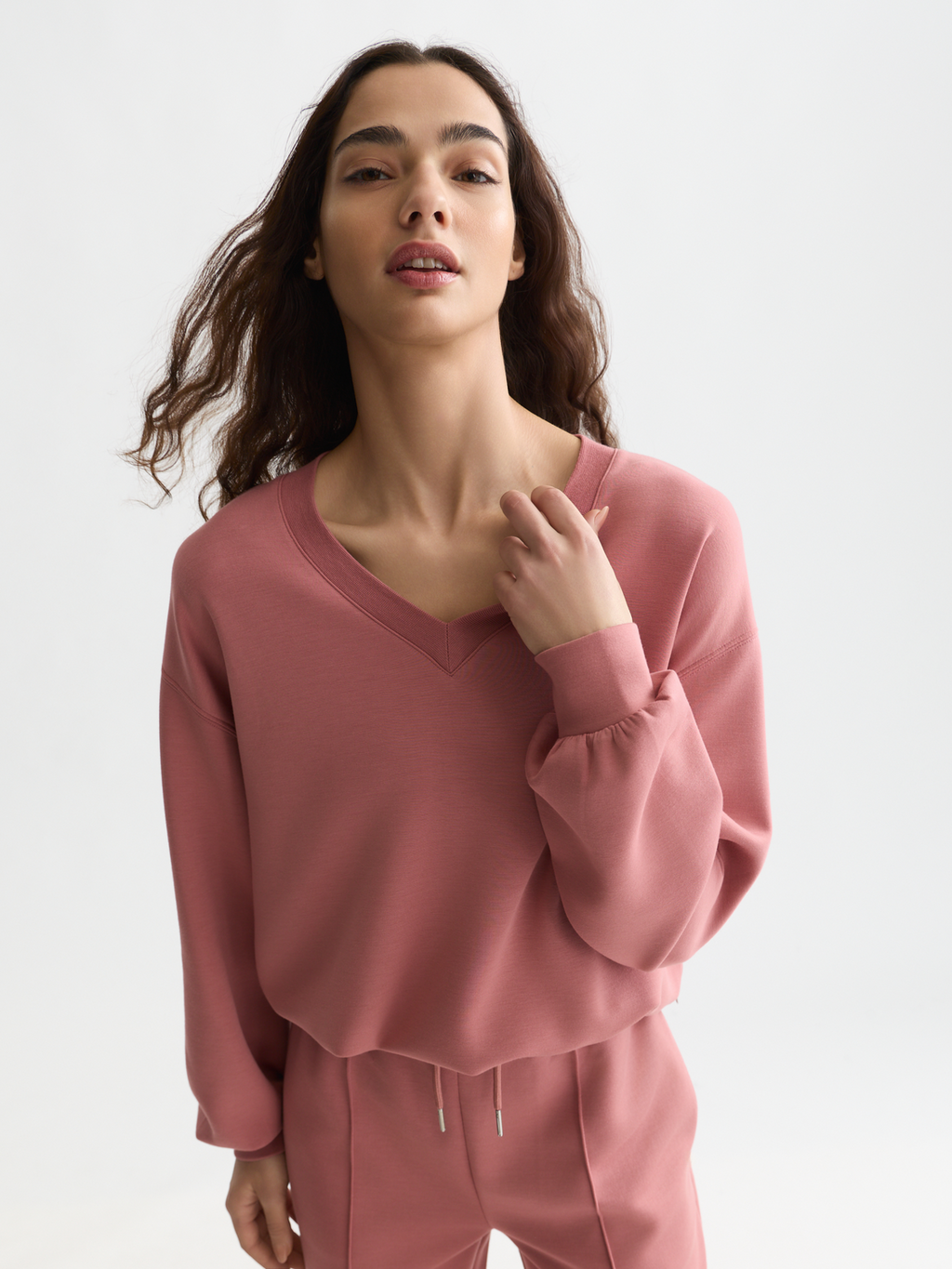 Modal V-neck sweatshirt
