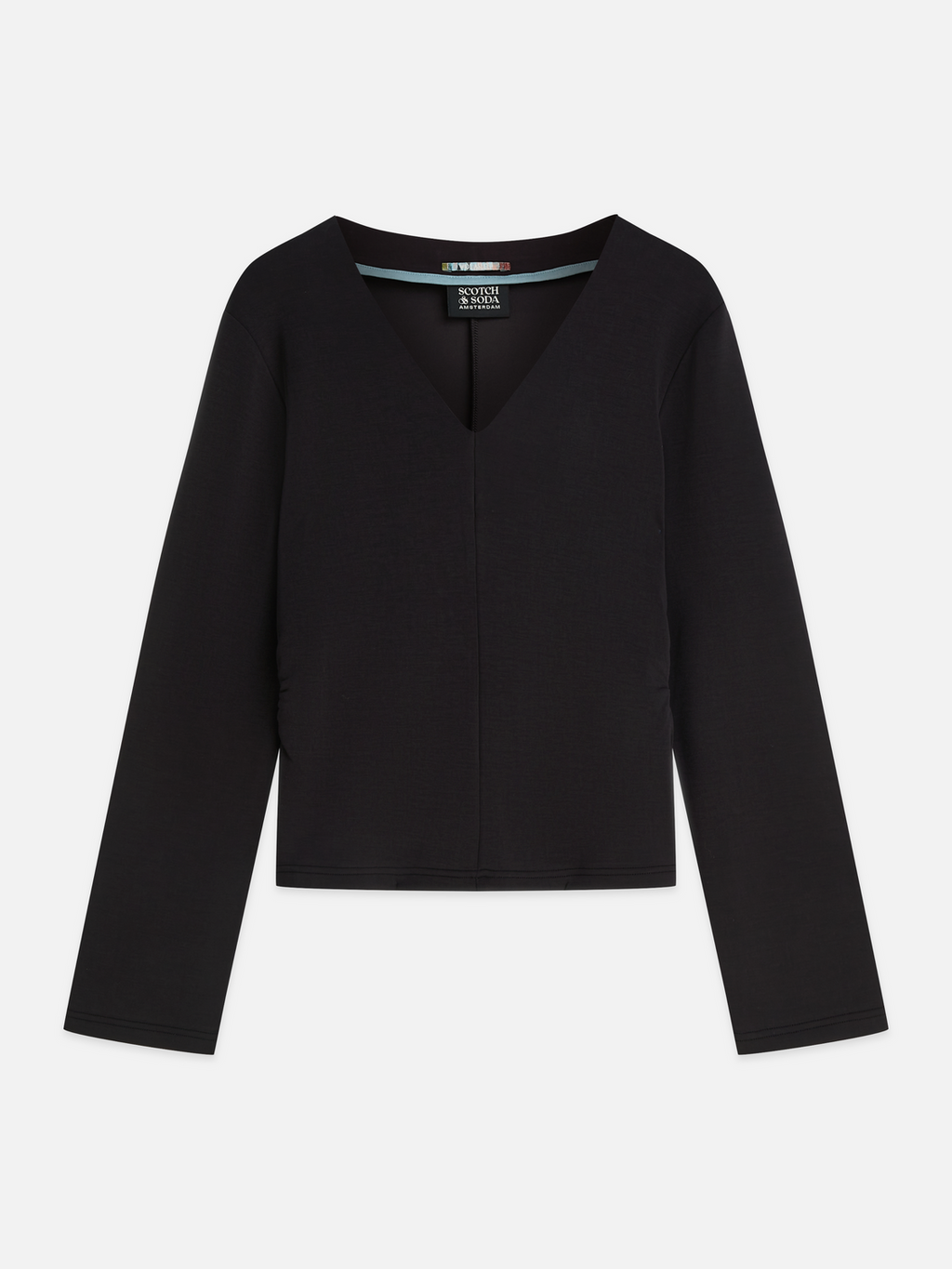 Lyocell-Blend V-Neck Fitted Sweatshirt