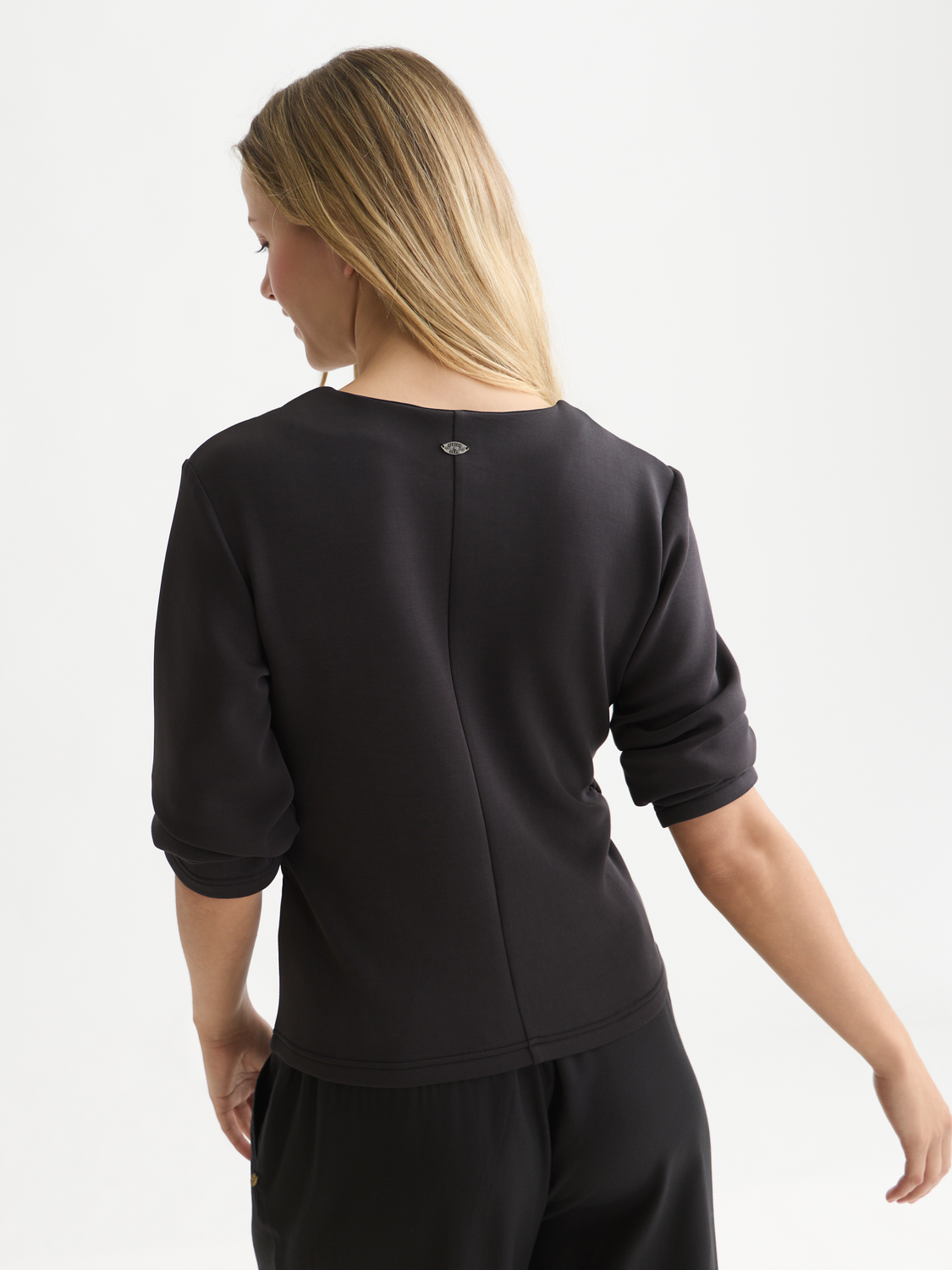Lyocell-Blend V-Neck Fitted Sweatshirt