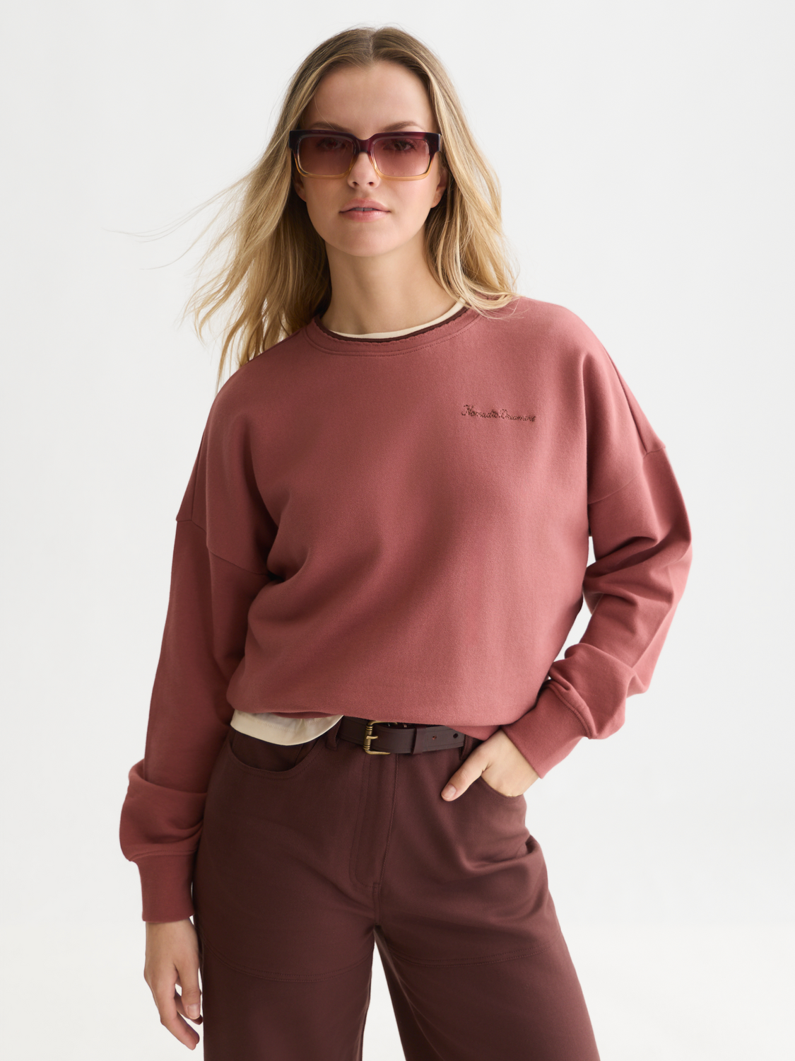 Chest Embroidery Relaxed Sweatshirt