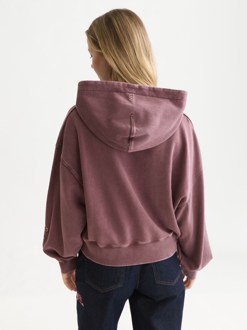 Embroidered Washed Cotton Relaxed Hoodie