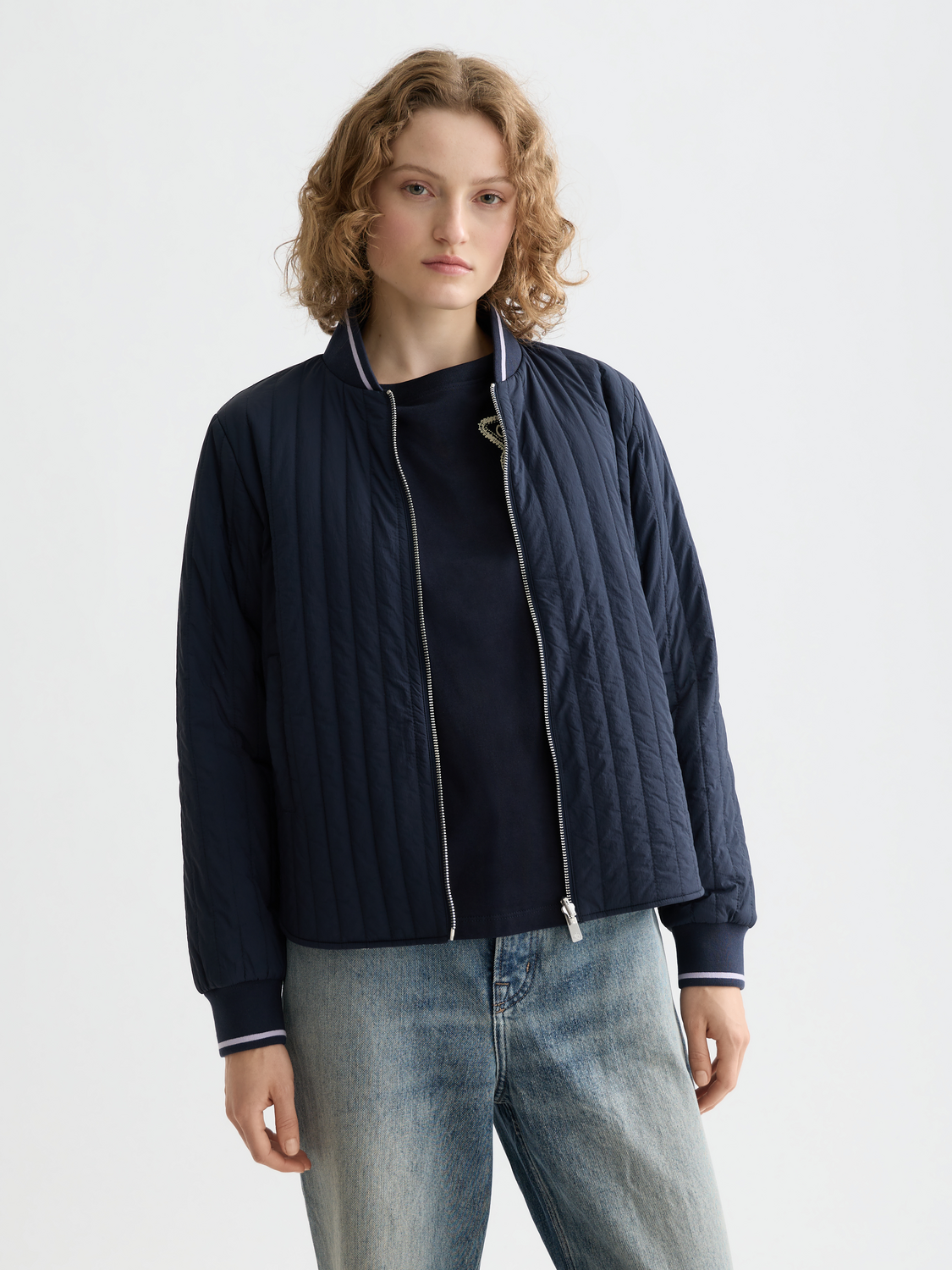 Reversible quilted bomber
