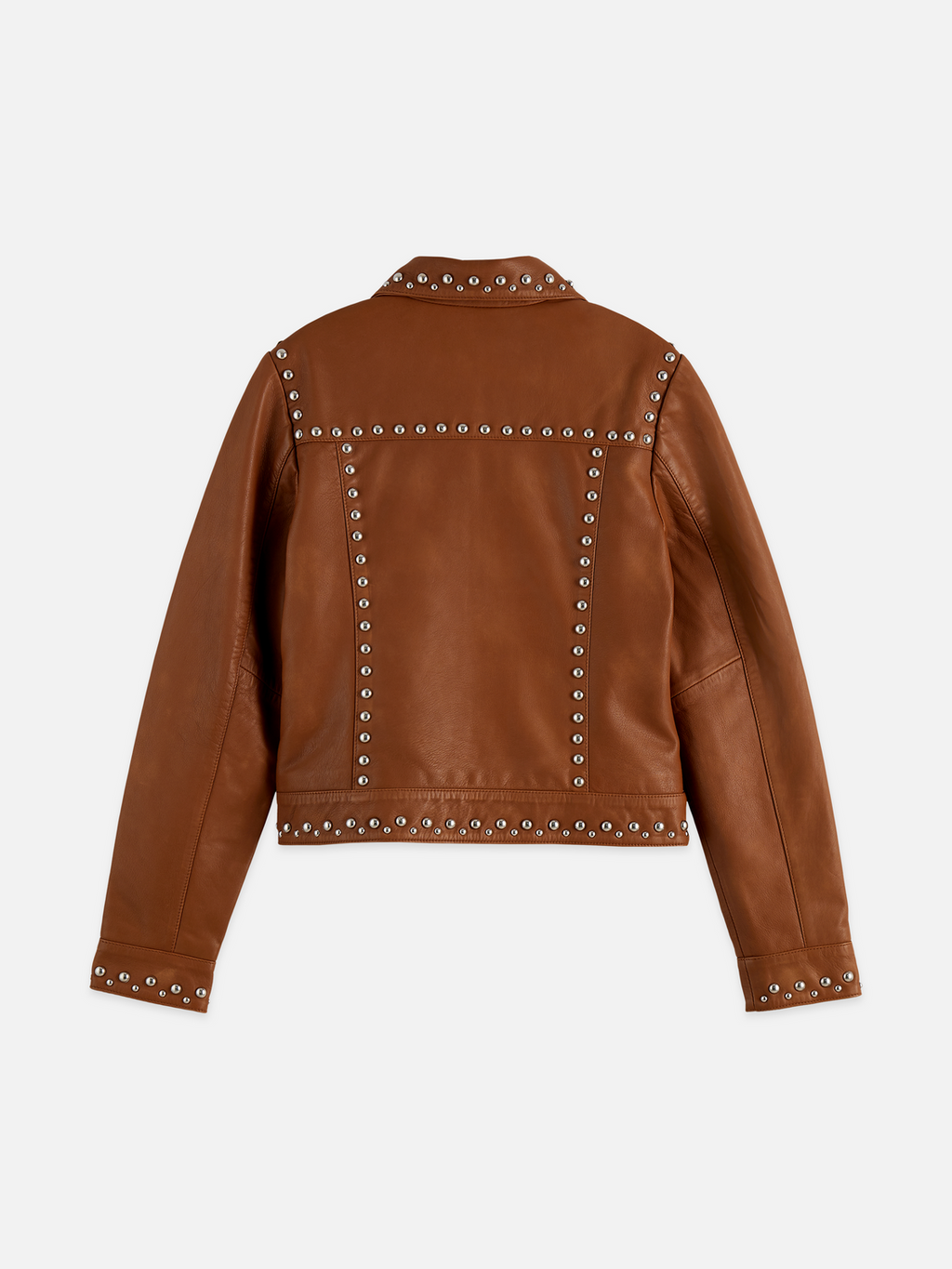 Studded leather trucker