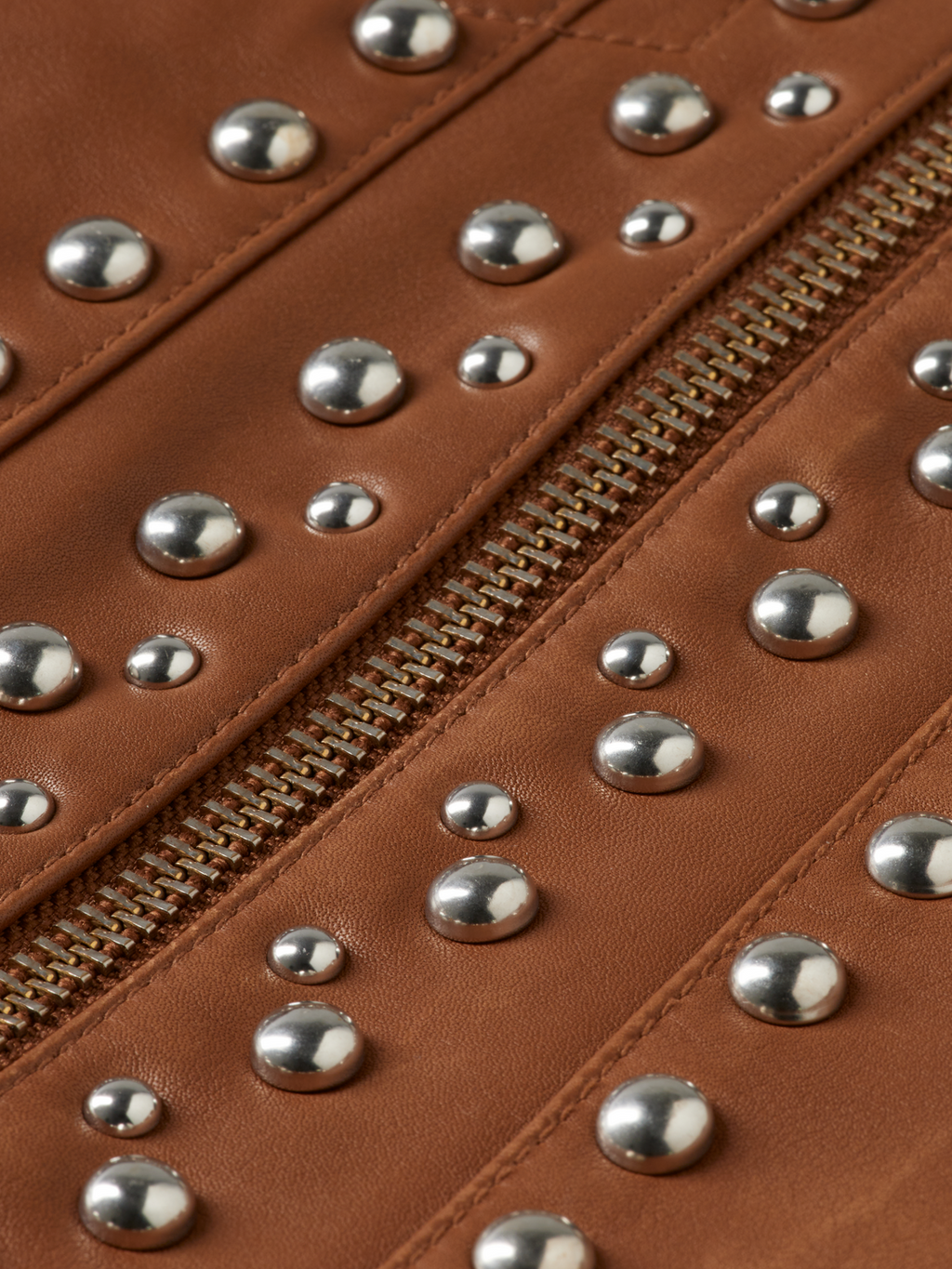 Studded leather trucker