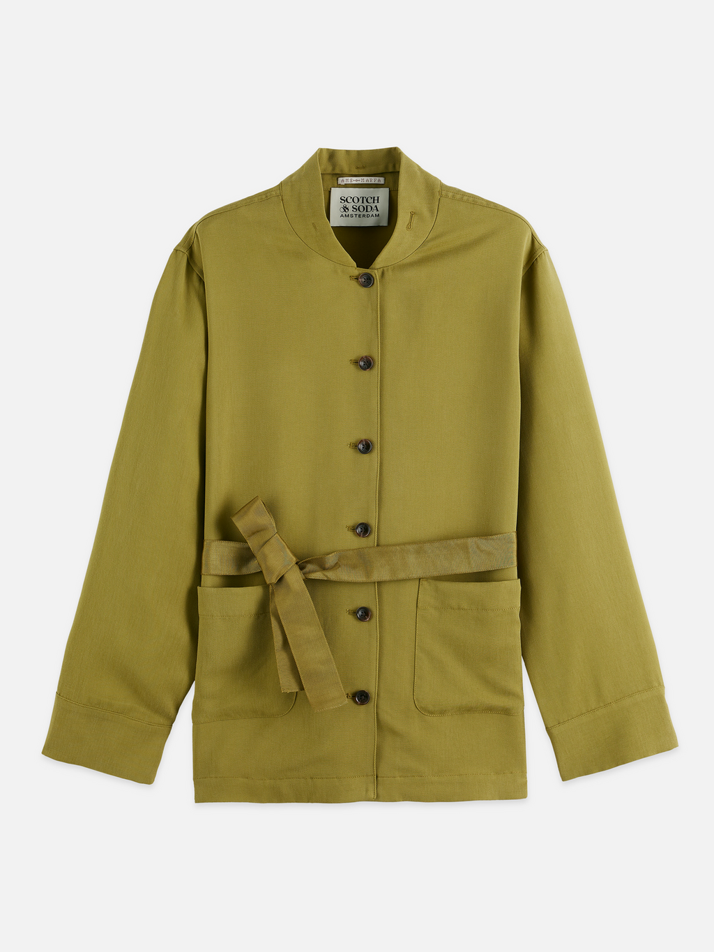 Viscose twill belted blazer