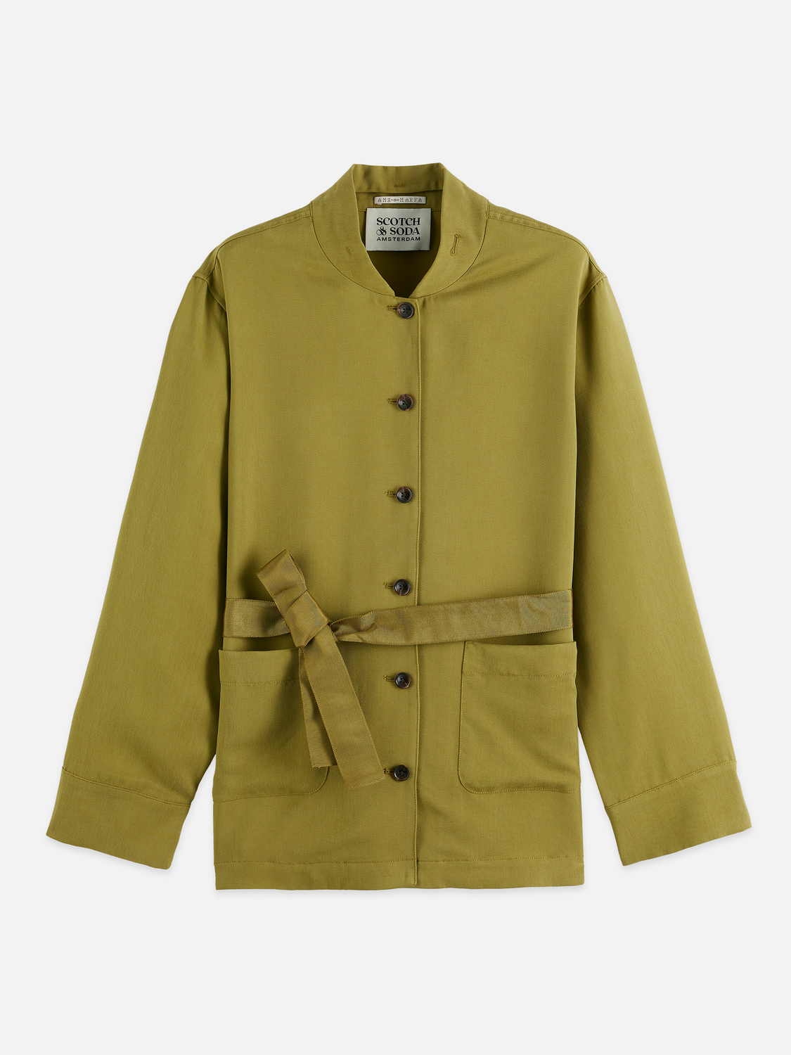 Viscose twill belted blazer