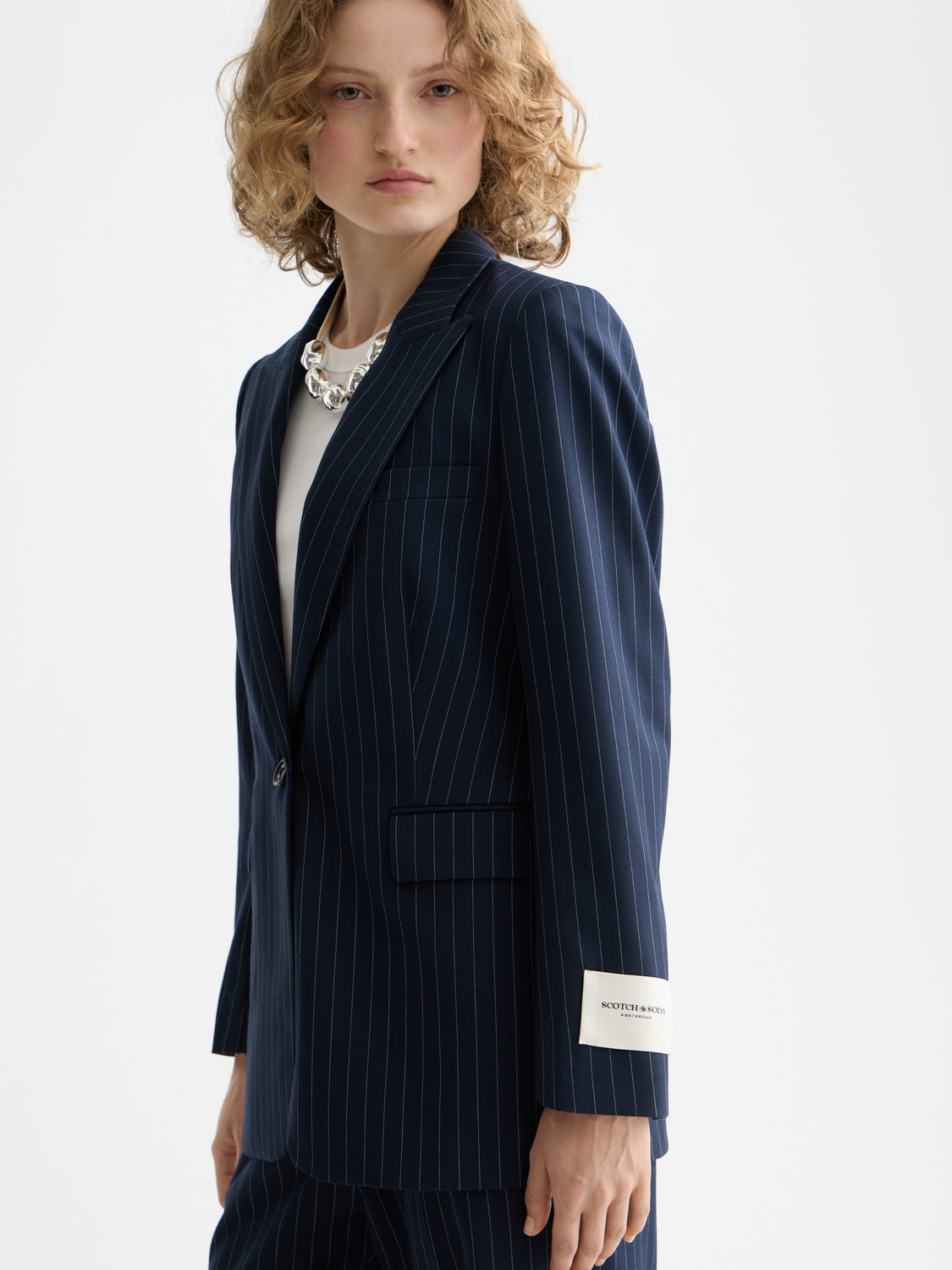Essentials fitted blazer - NIGHT BLUE PINSTRIPE