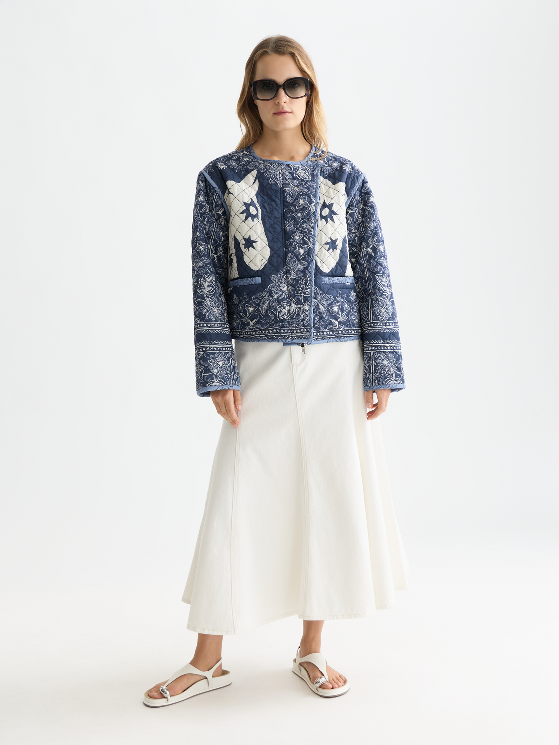 Reversible printed quilted jacket