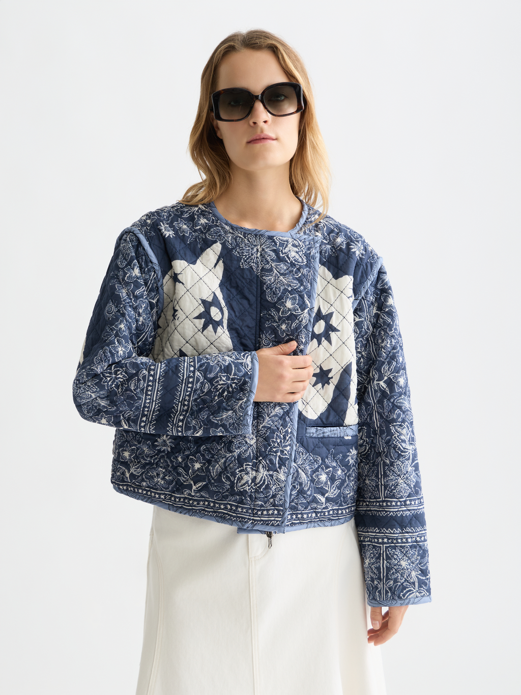 Reversible printed quilted jacket