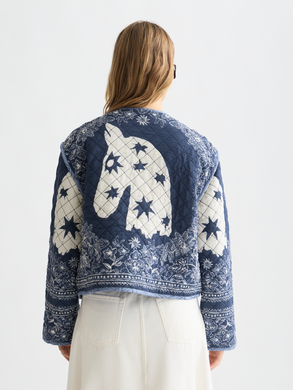 Reversible printed quilted jacket