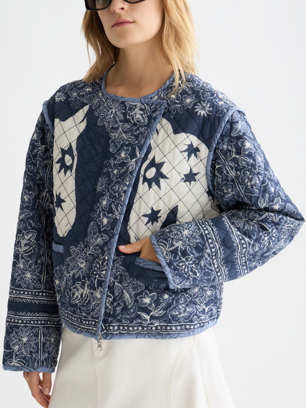 Reversible printed quilted jacket