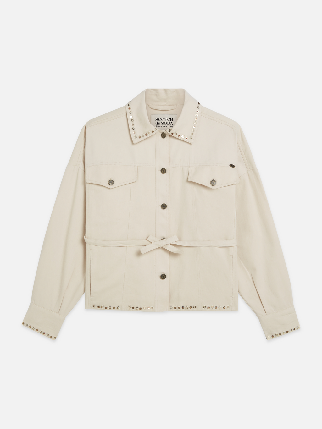 Embellished cotton trucker