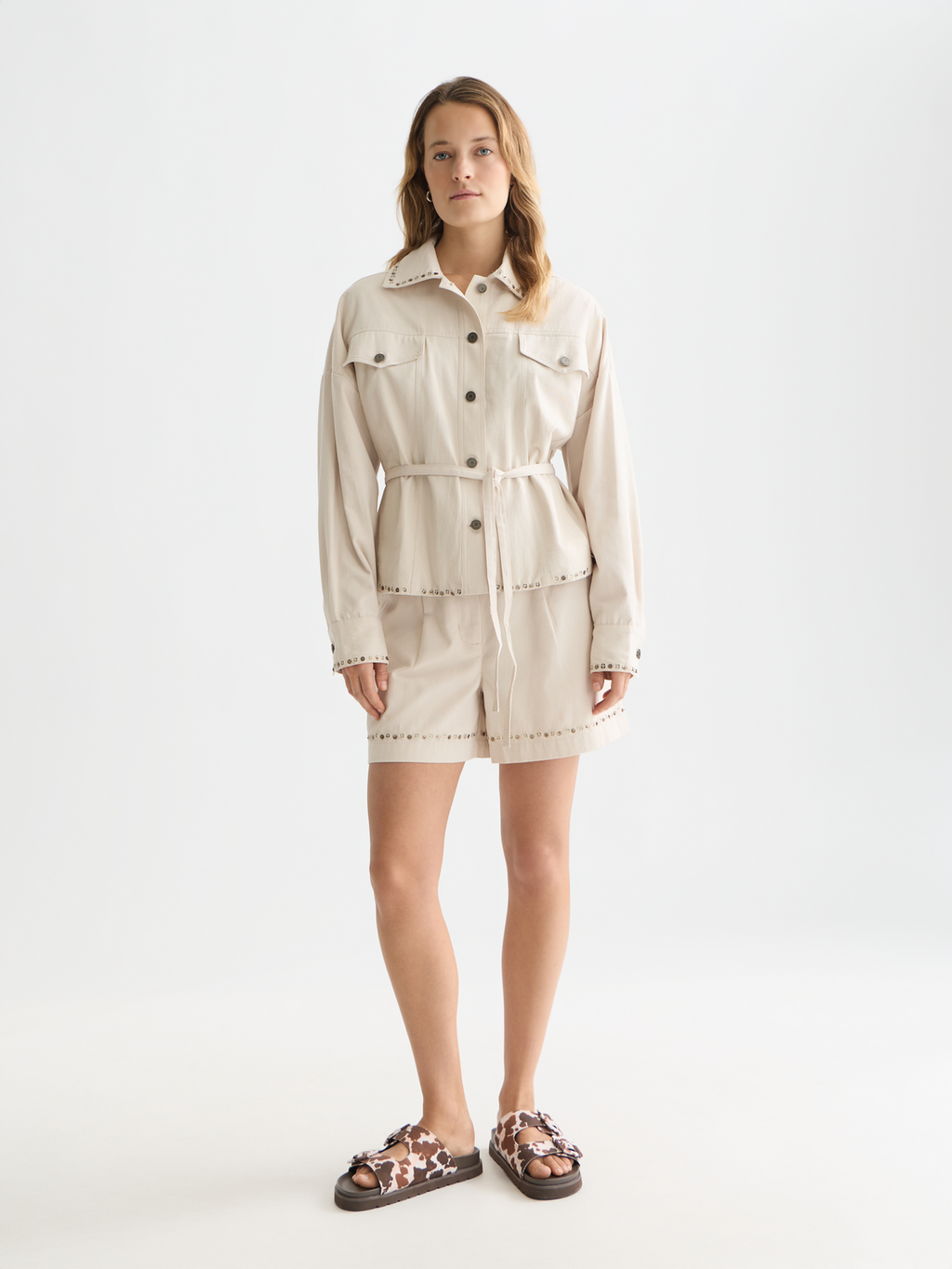 Embellished cotton trucker