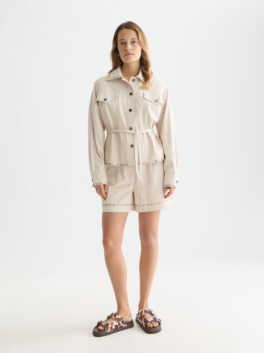 Embellished cotton trucker