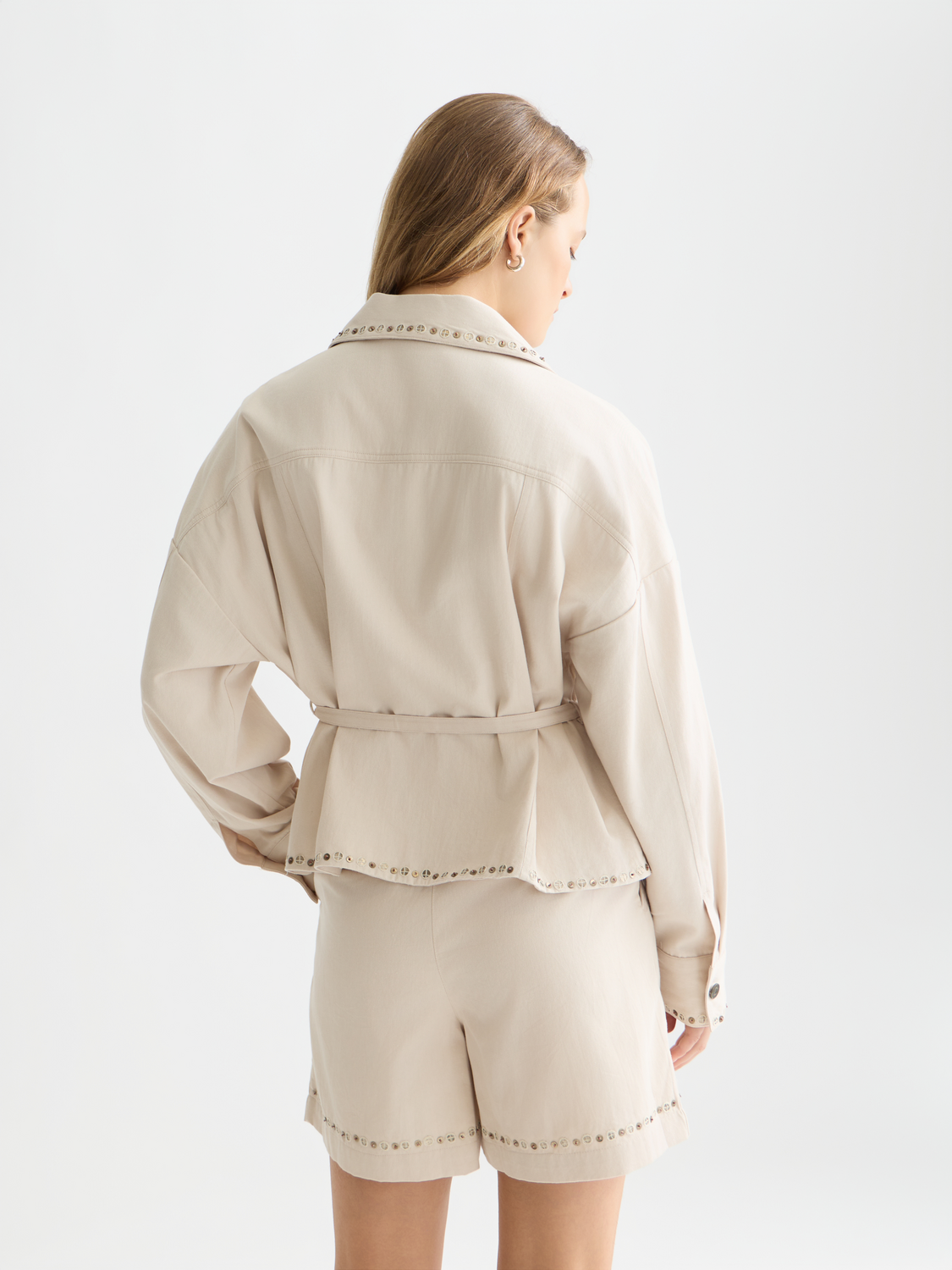 Embellished cotton trucker