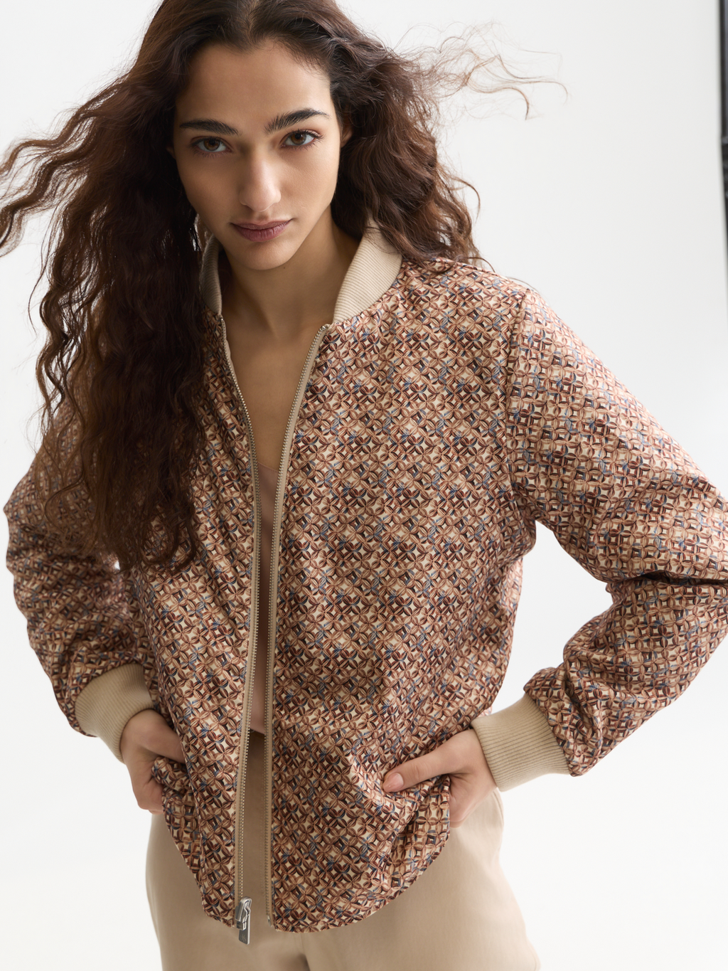 Quilted reversible bomber
