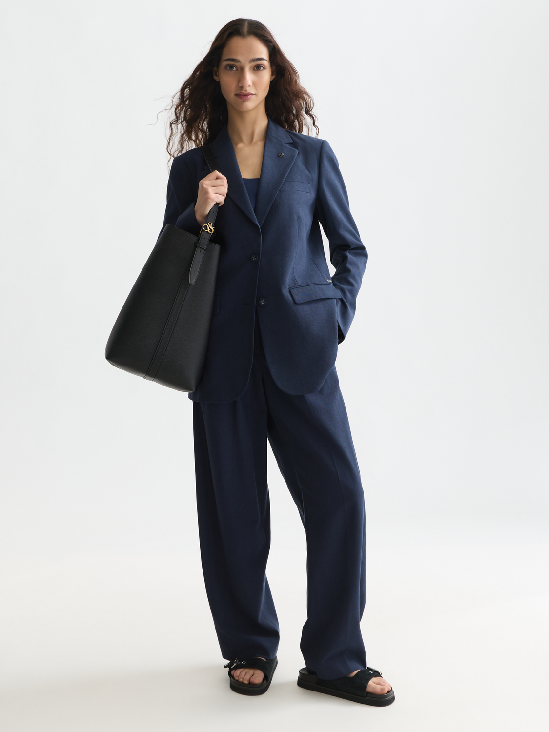 Gabardine relaxed single breasted blazer