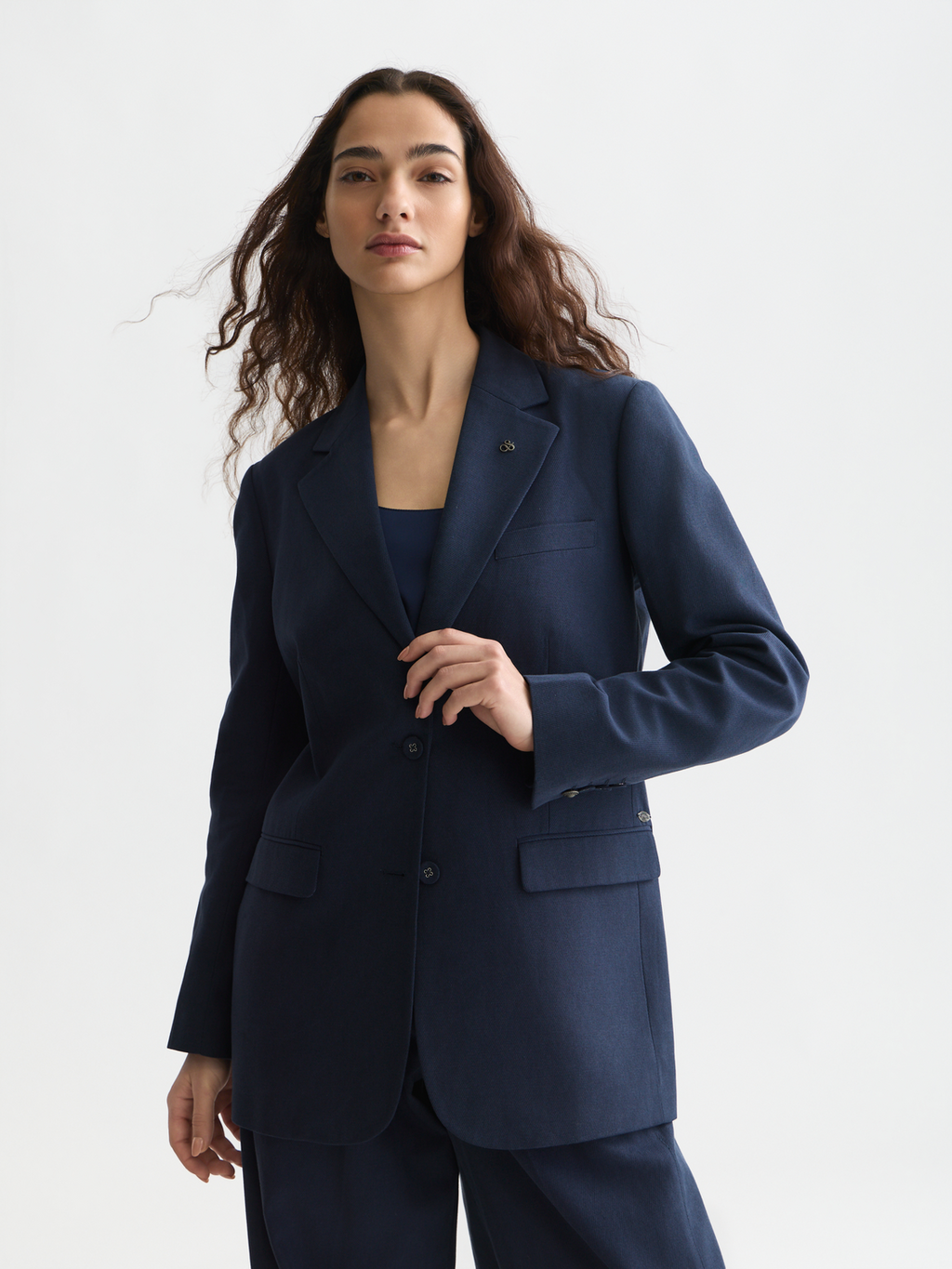 Gabardine relaxed single breasted blazer