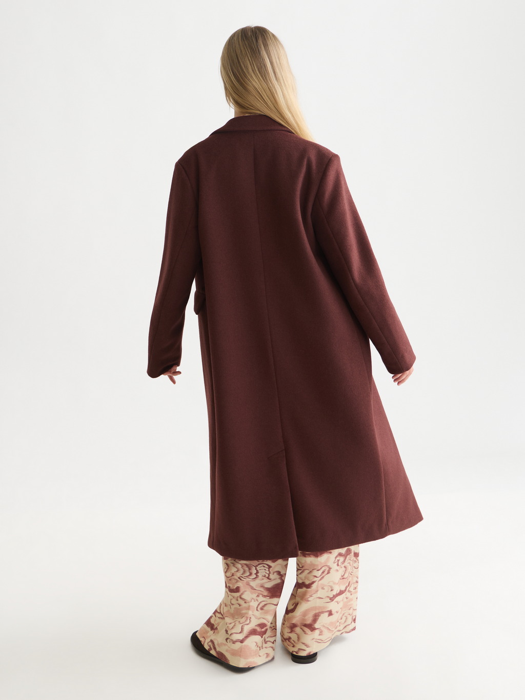 Double-Breasted Wool-Blend Long Coat