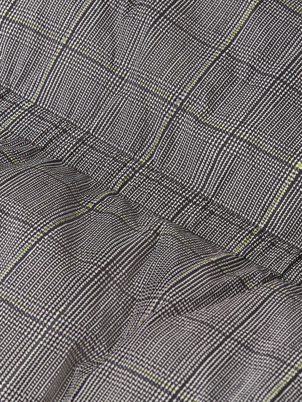 Printed Check Short Nylon Puffer Jacket