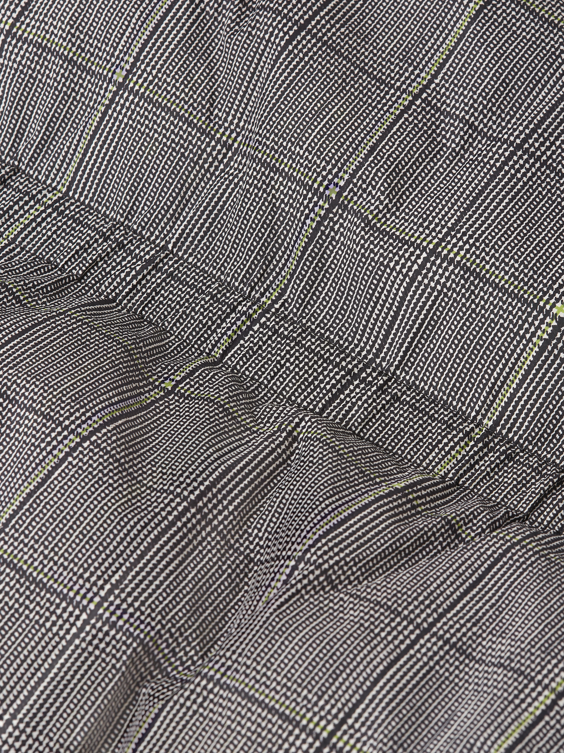 Printed Check Short Nylon Puffer Jacket