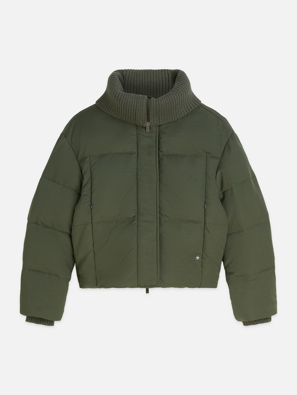 Rib Collar Short Nylon Puffer Jacket