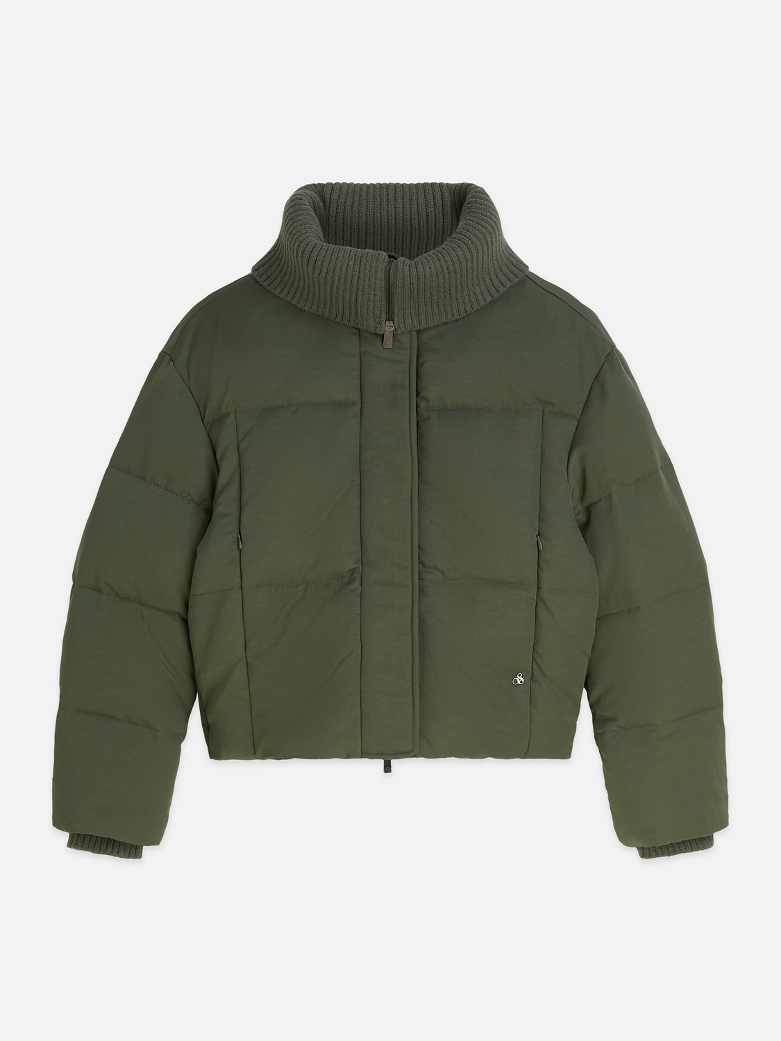 Rib Collar Short Nylon Puffer Jacket