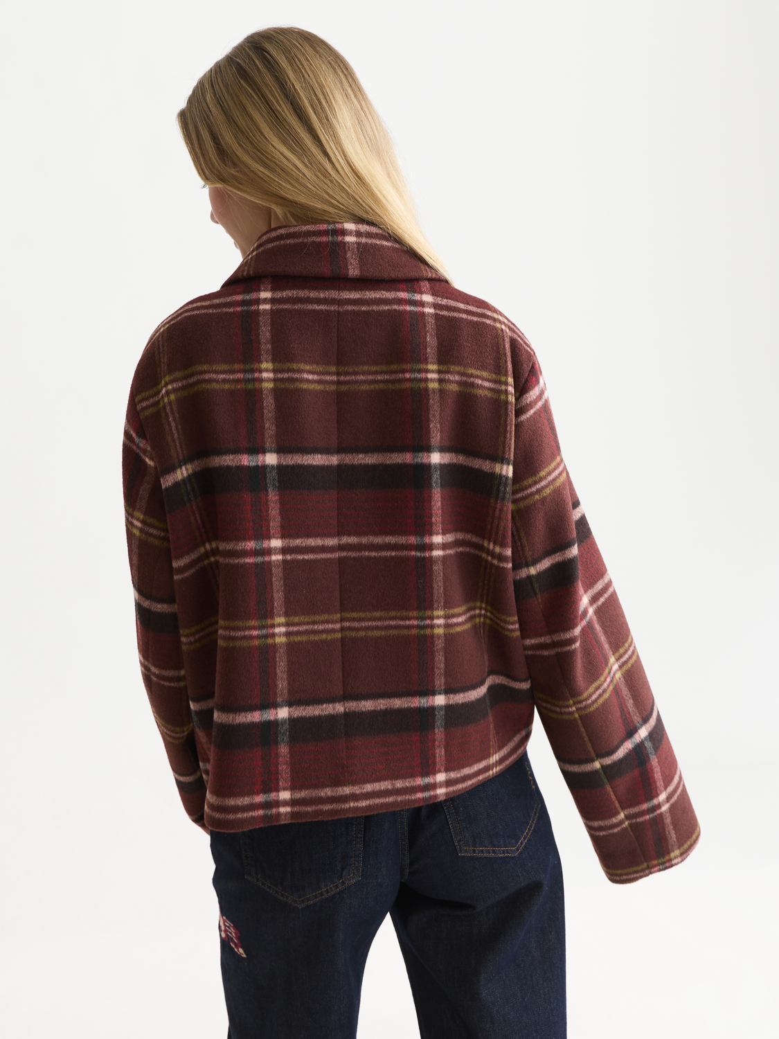 Check Wool-Blend Short Jacket
