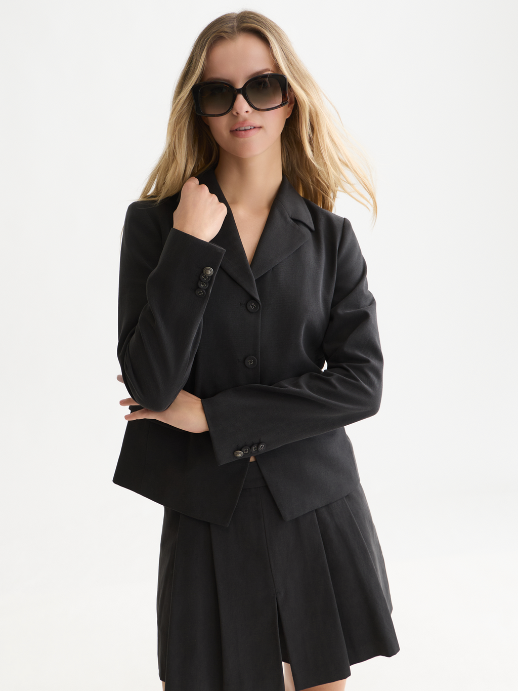 Lyocell-Cotton Gabardine Fitted Blazer