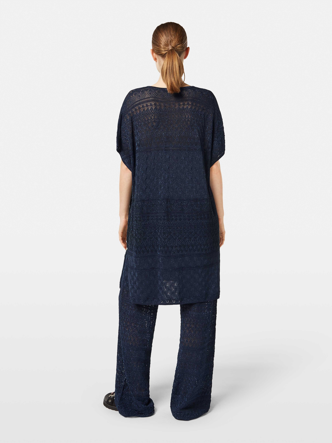 Metallic pointelle knitted tunic