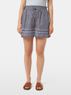 High rise Lurex stripe printed shorts
