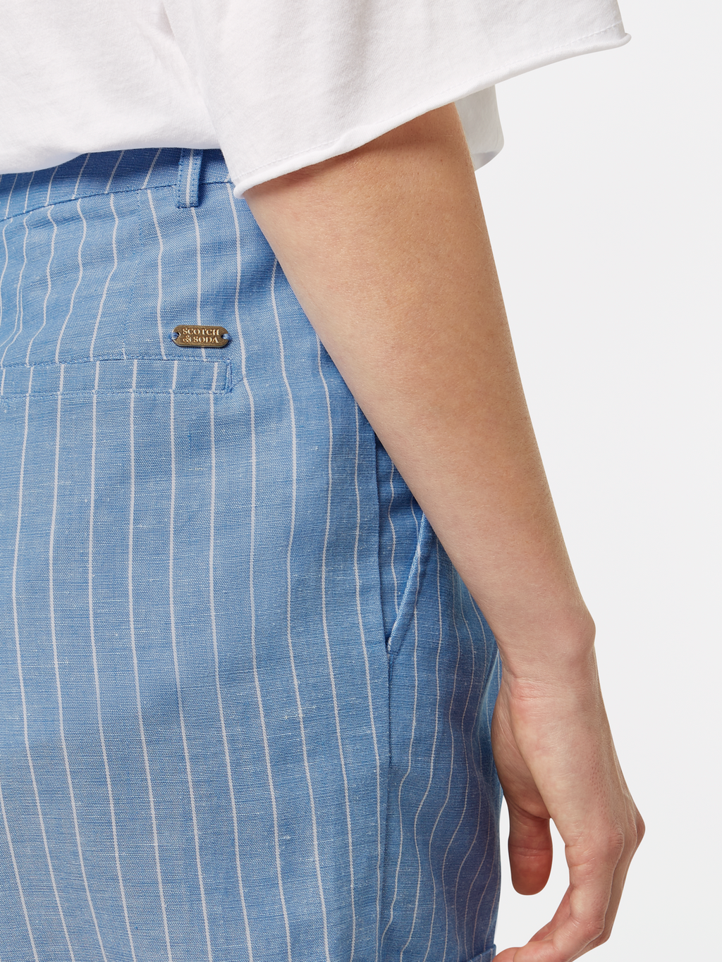 High rise linen printed shorts