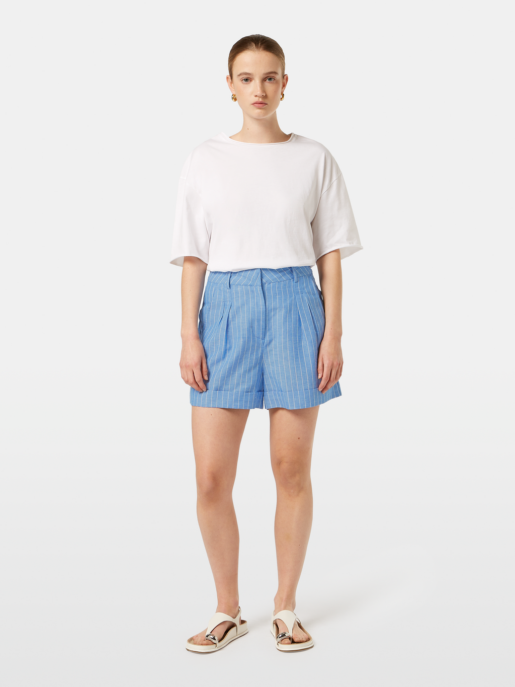 High rise linen printed shorts