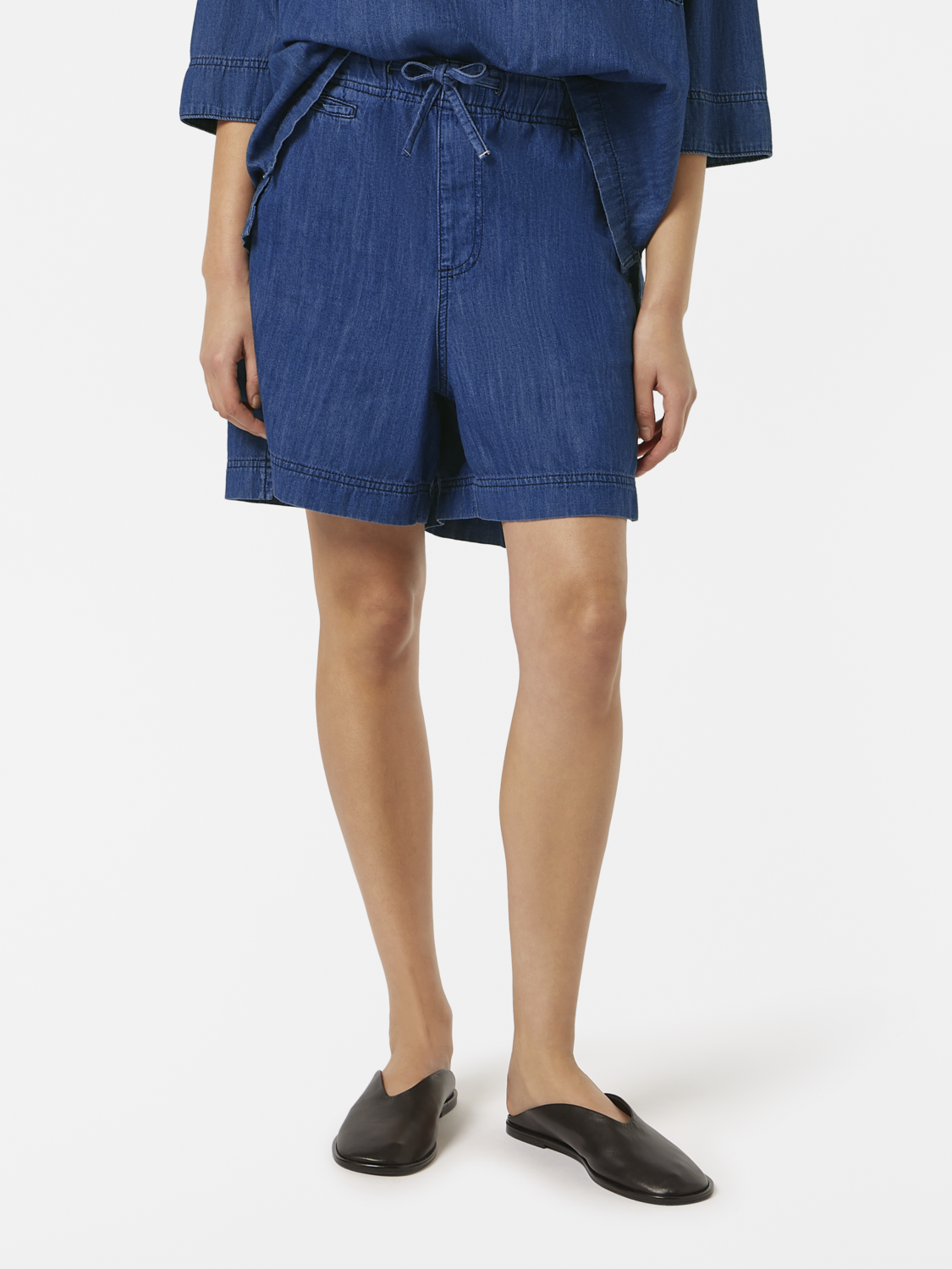 Utility Light Denim Shorts