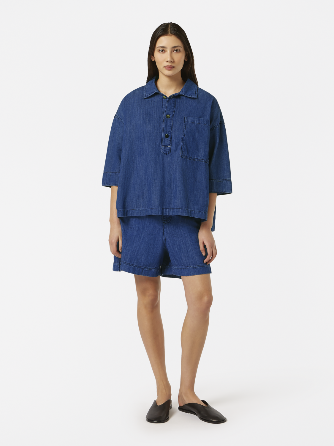 Utility Light Denim Shorts