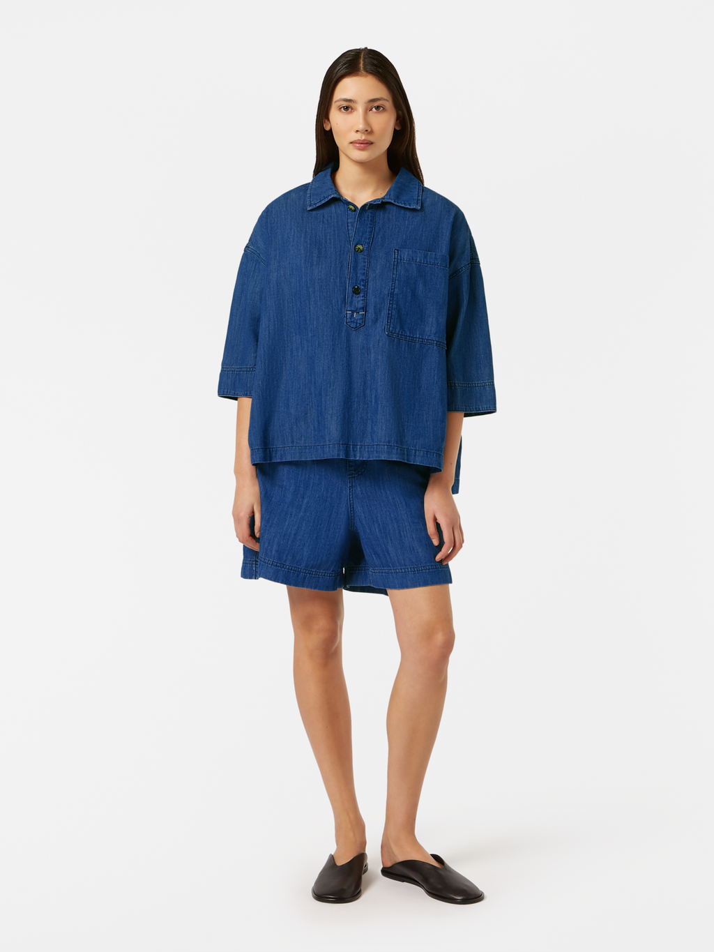 Utility Light Denim Shorts