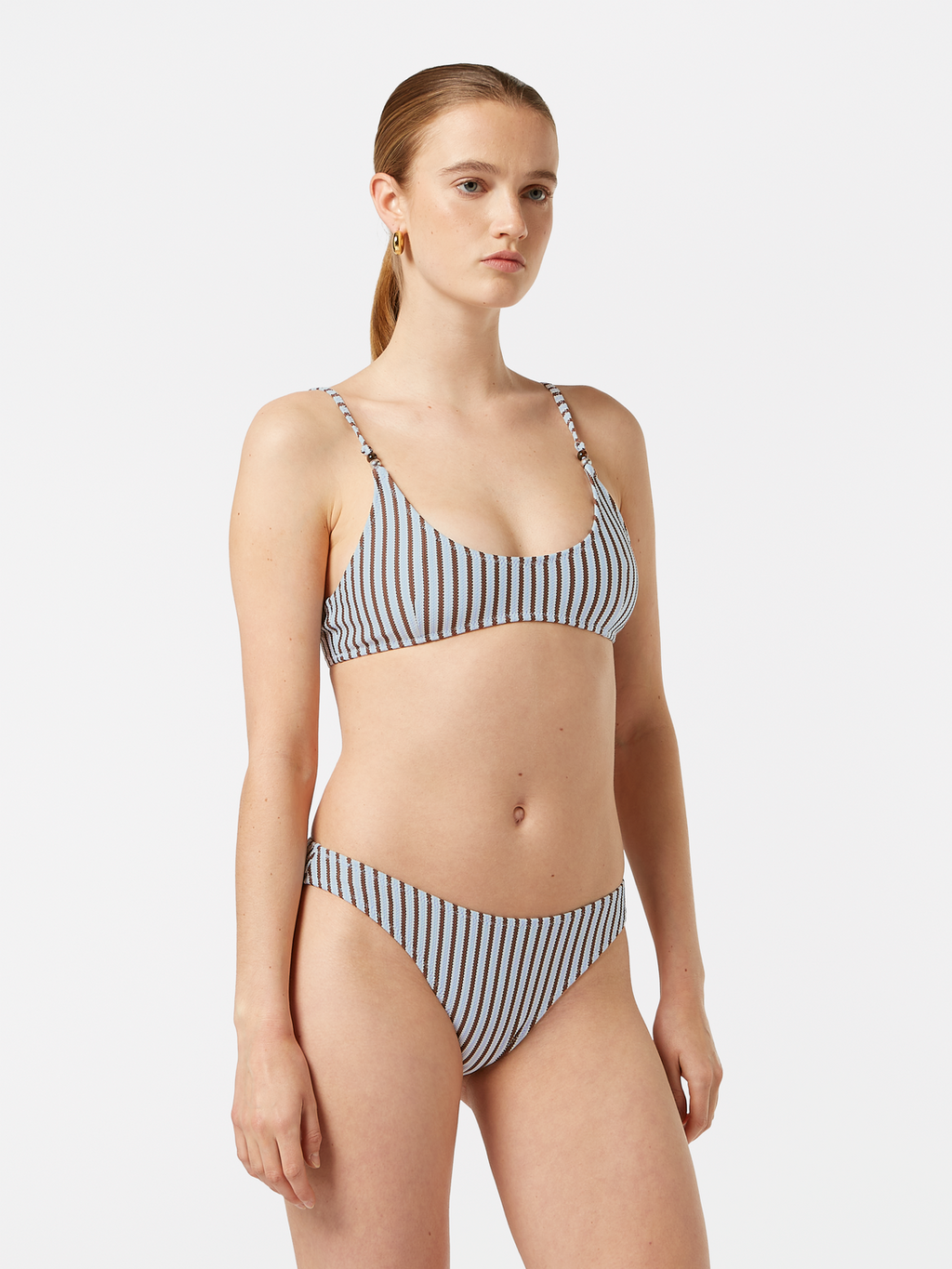 Textured stripe bikini top