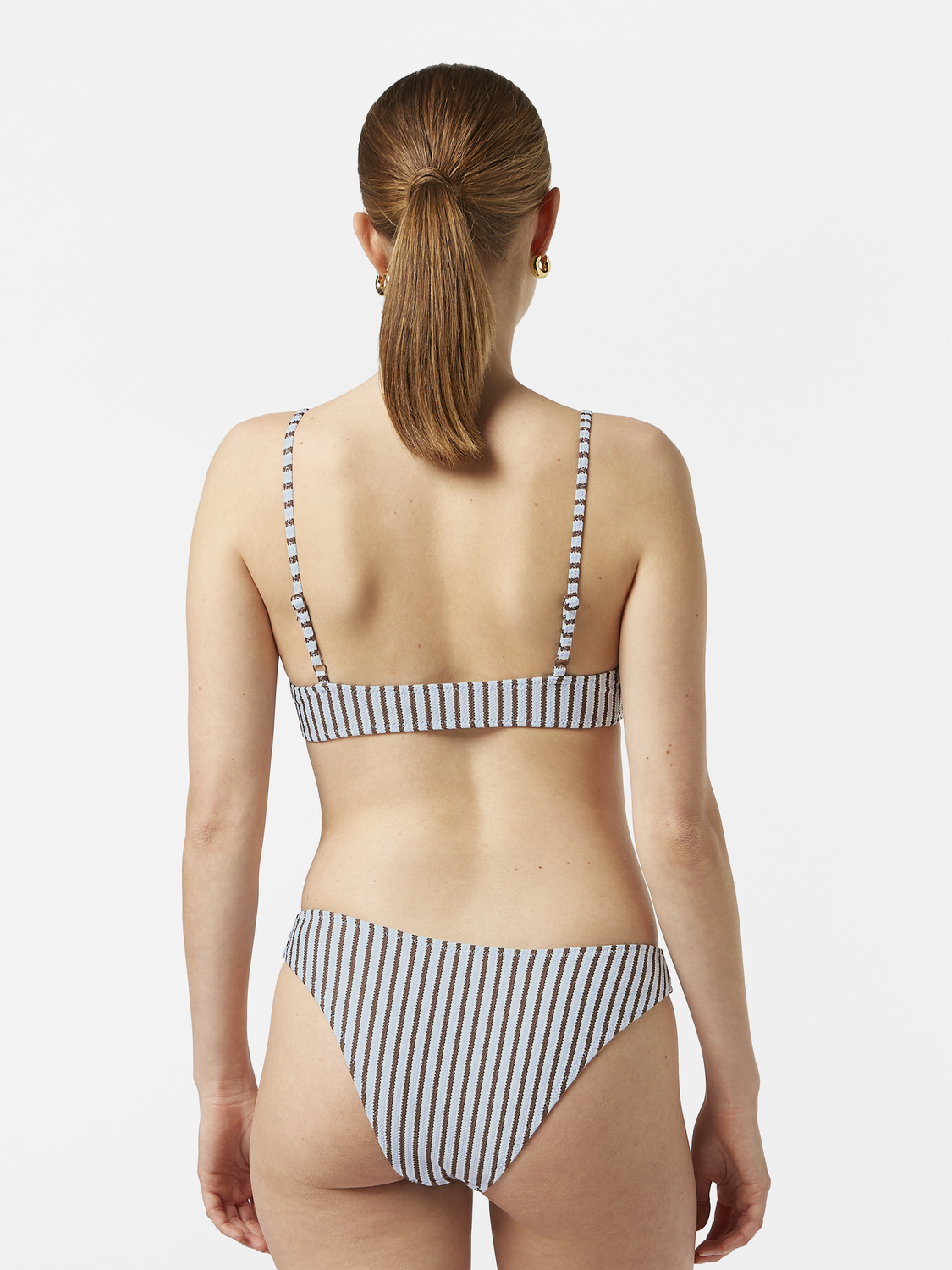 Textured stripe bikini top
