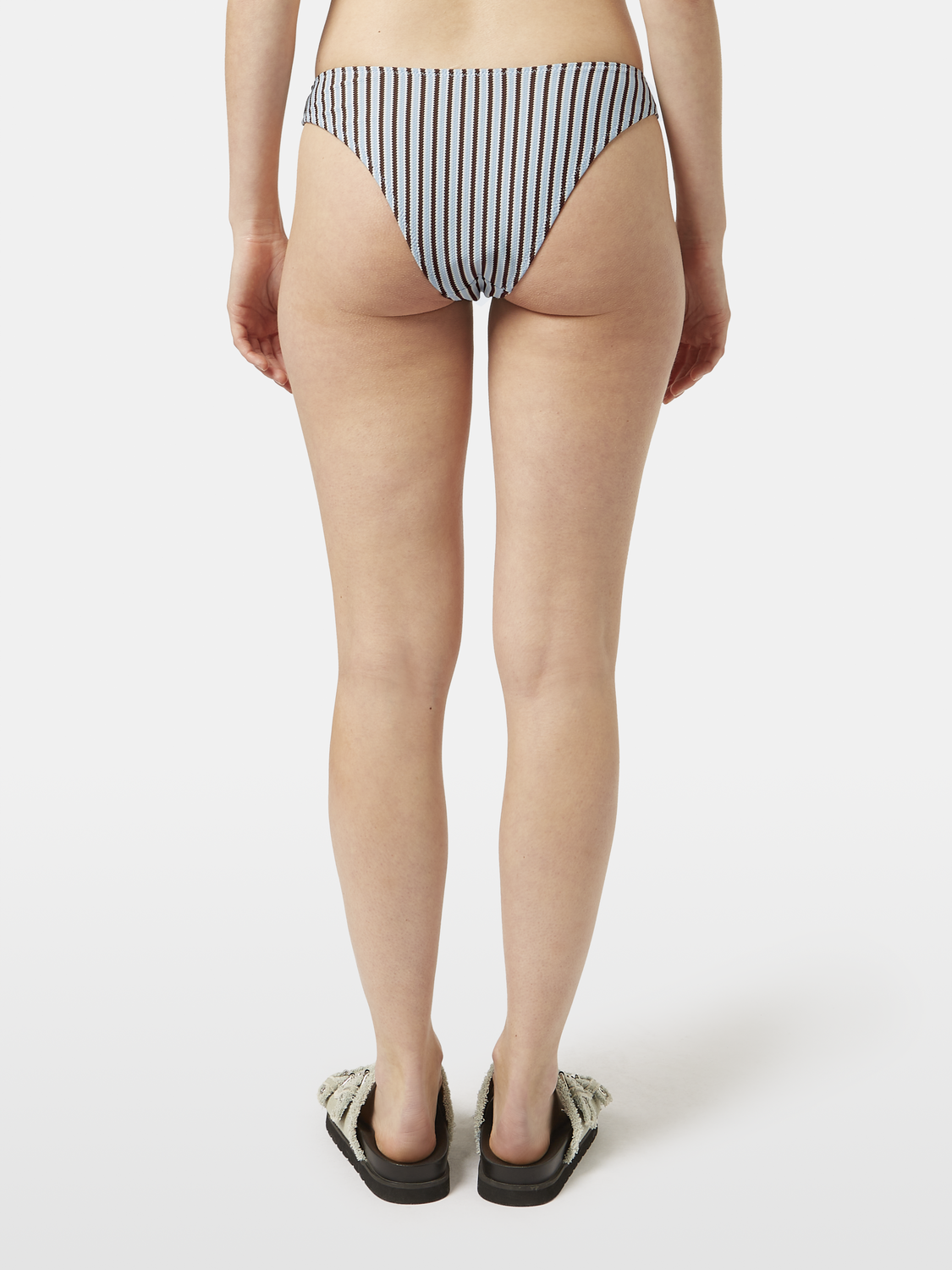 Textured stripe bikini bottom