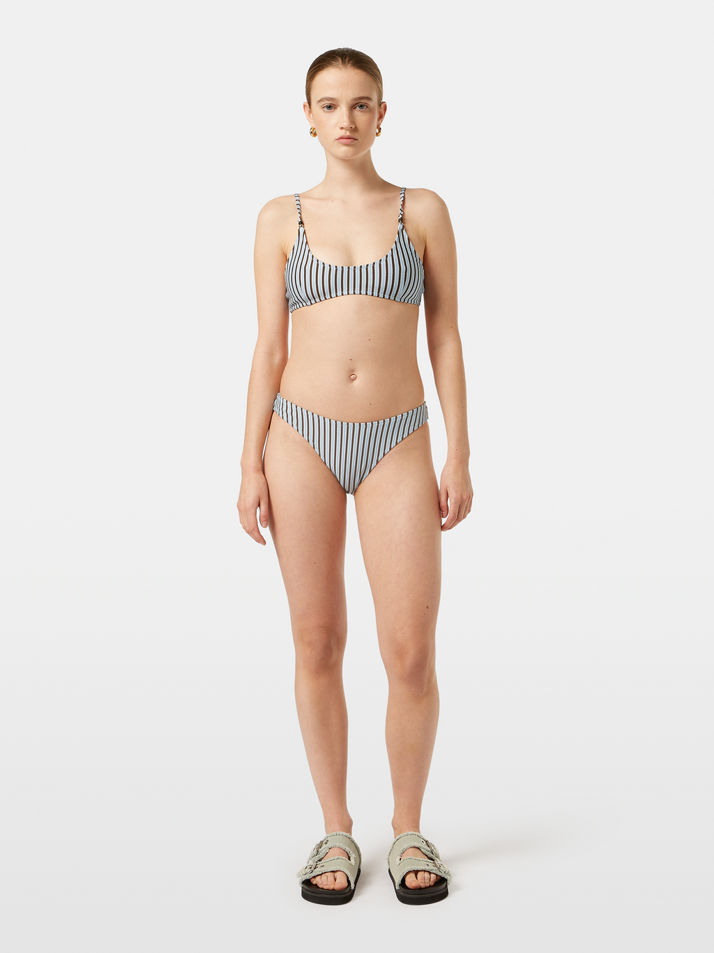 Textured stripe bikini bottom