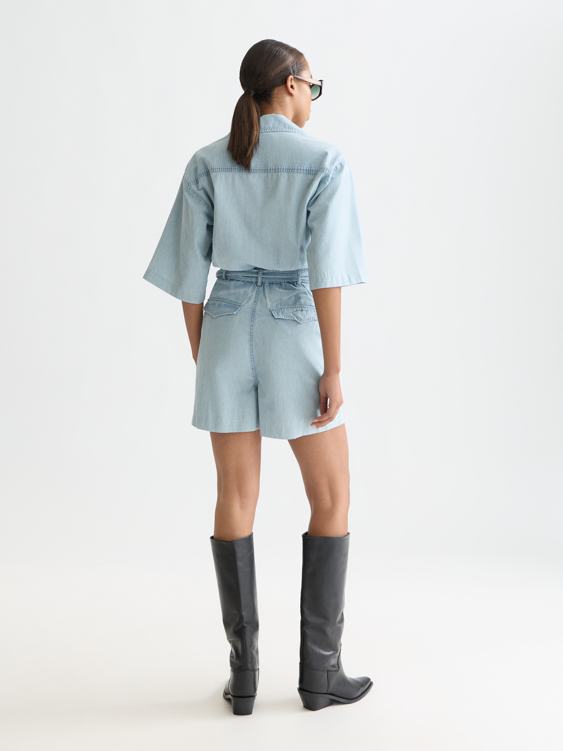 Lightweight denim playsuit
