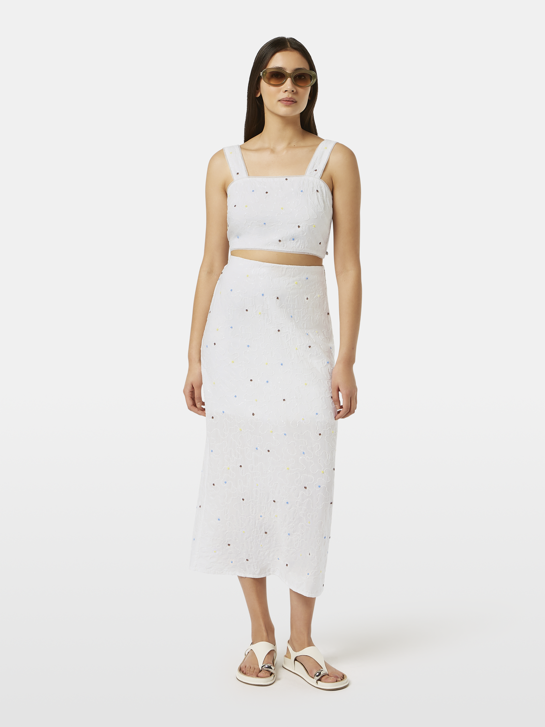 Beaded tube midi skirt