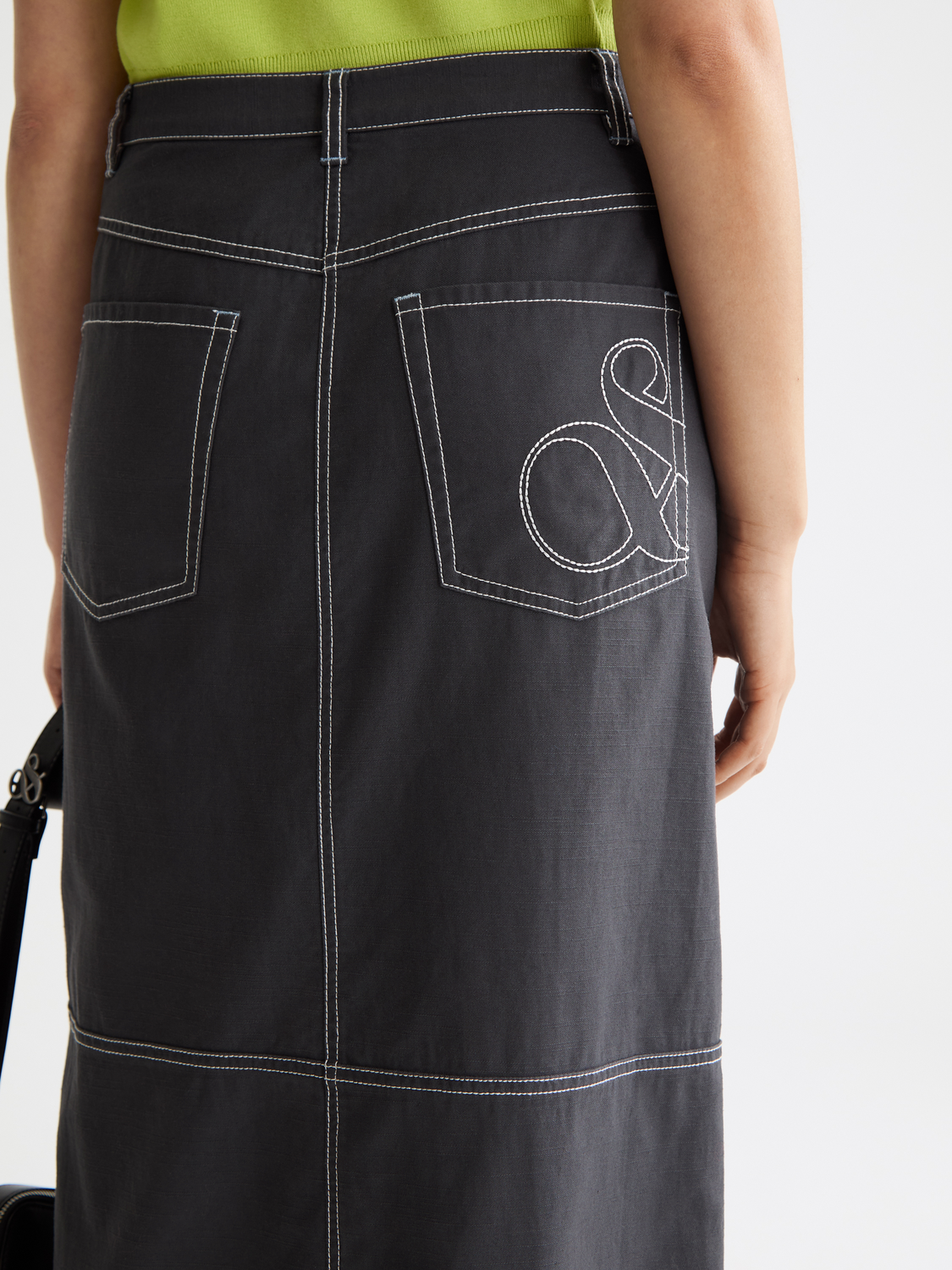Workwear midi skirt with front slit
