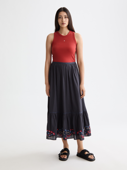 Embroidered maxi skirt