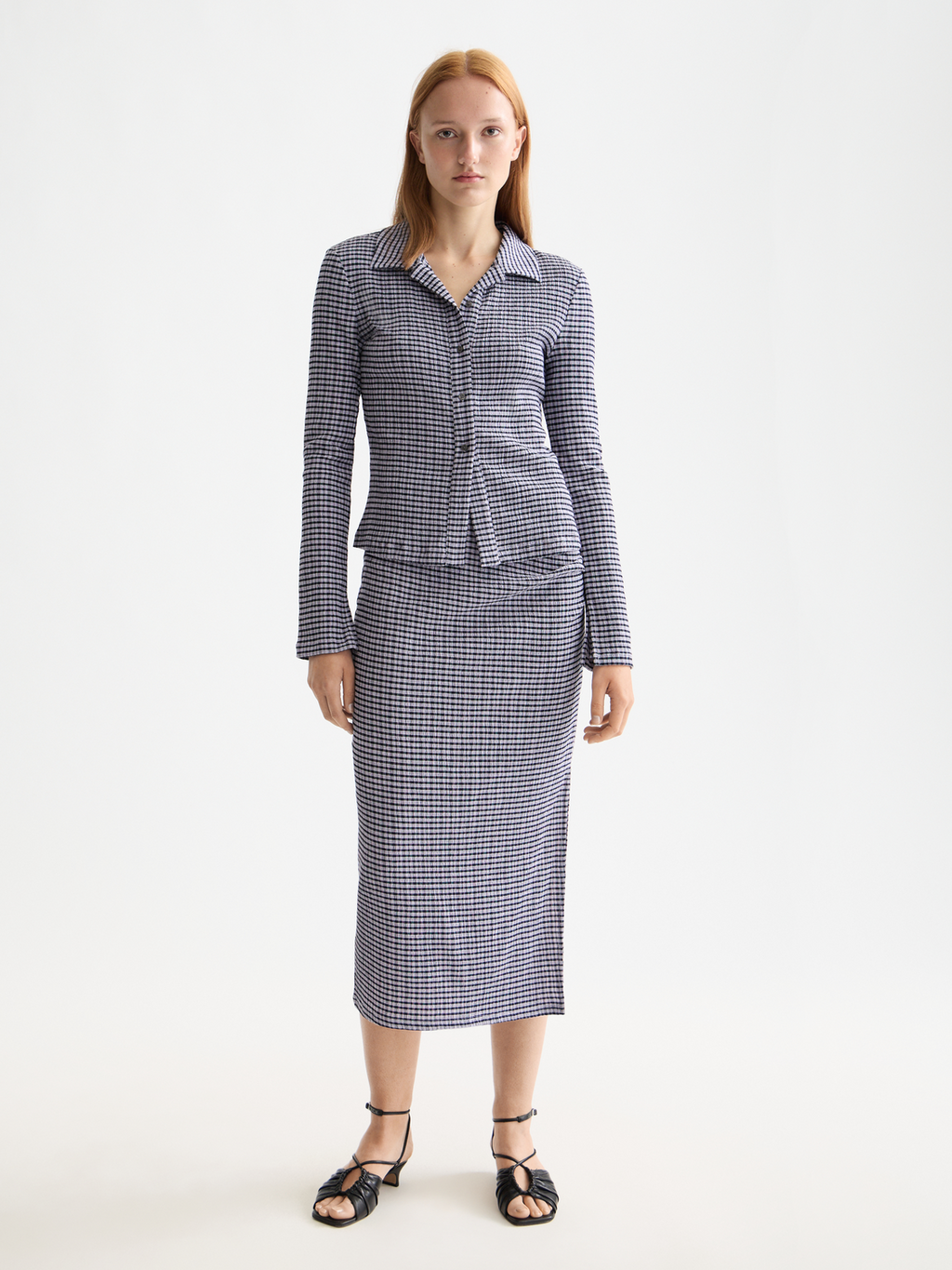 Structured gingham skirt